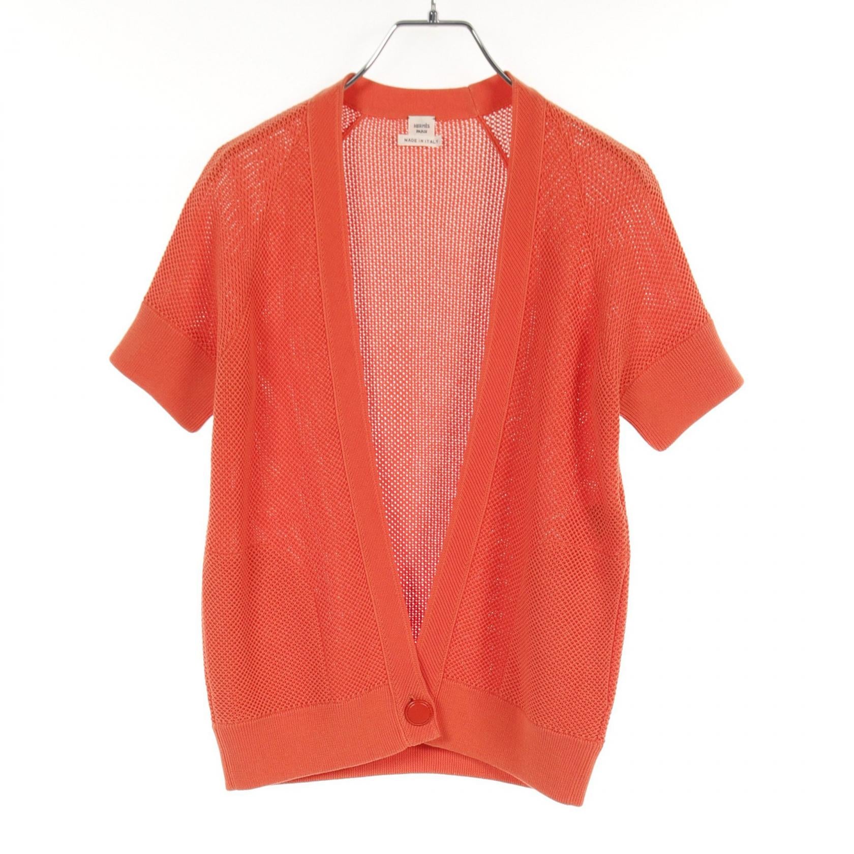 Hermes Silk Cotton Cardigan Orange