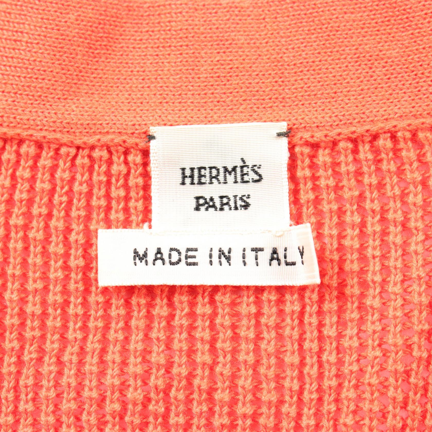 Hermes Silk Cotton Cardigan Orange