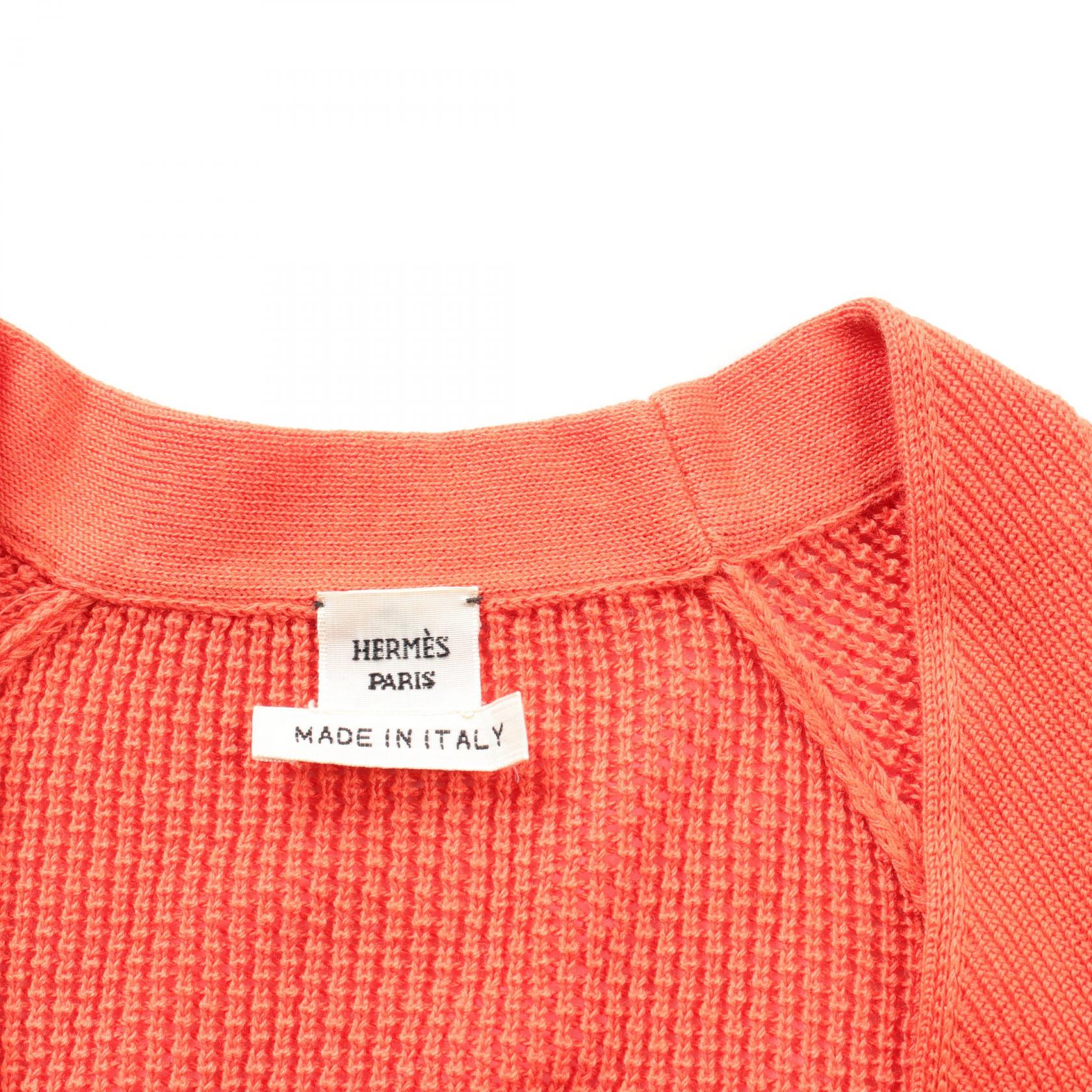 Hermes Silk Cotton Cardigan Orange