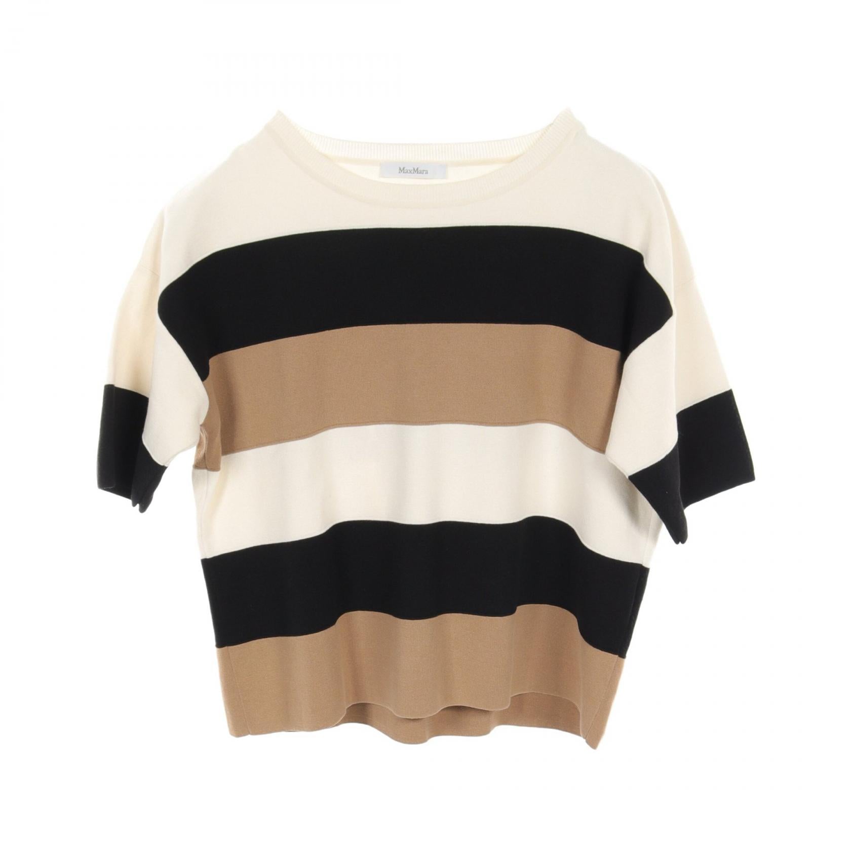 Max Mara Cotton Knit Top Ivory/Beige/Black