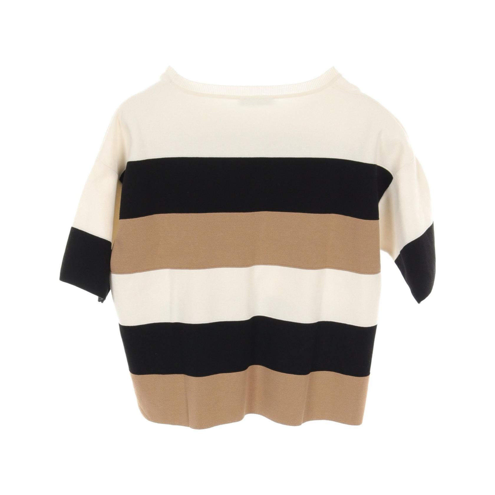 Max Mara Cotton Knit Top Ivory/Beige/Black