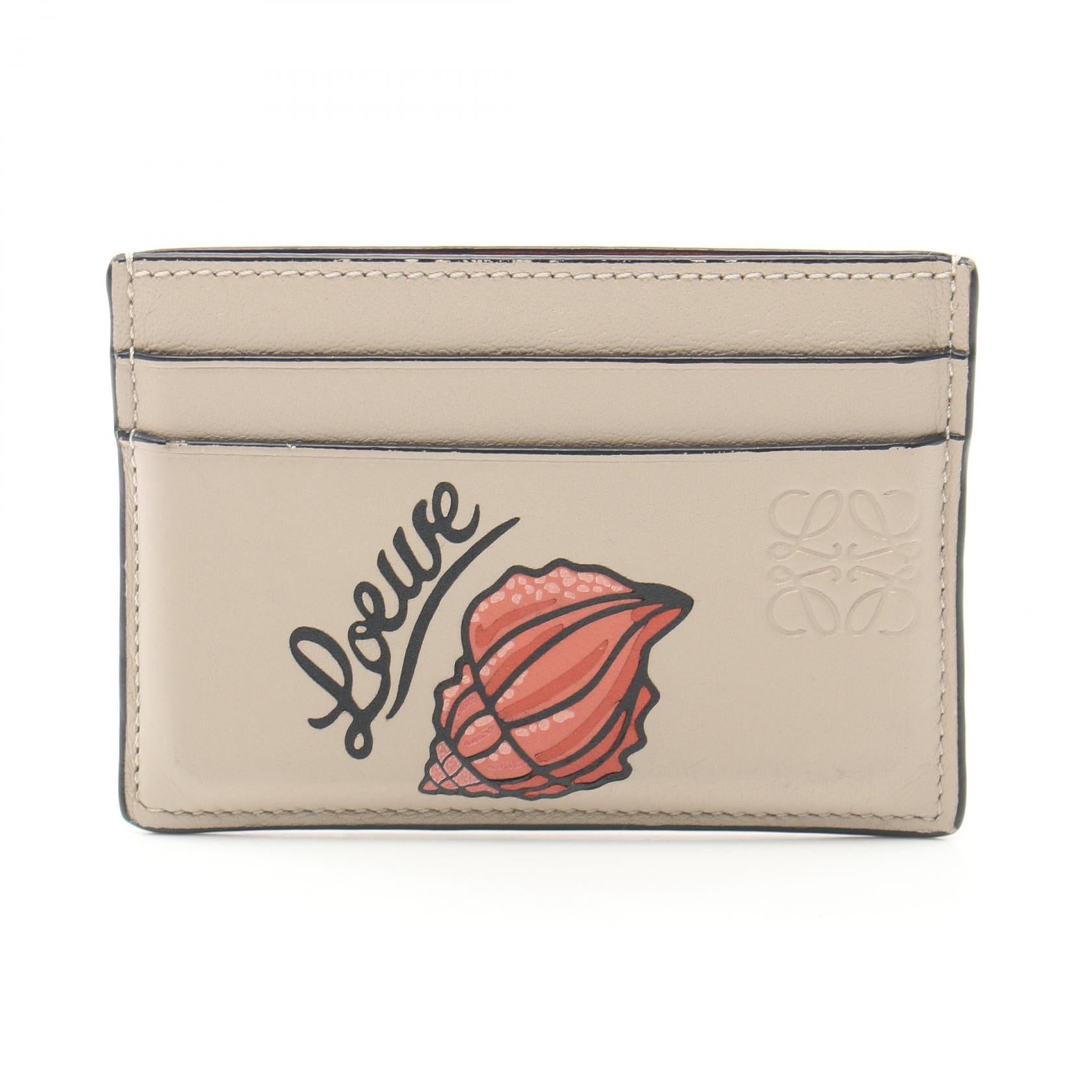 Loewe Leather Card Case Beige Multicolor