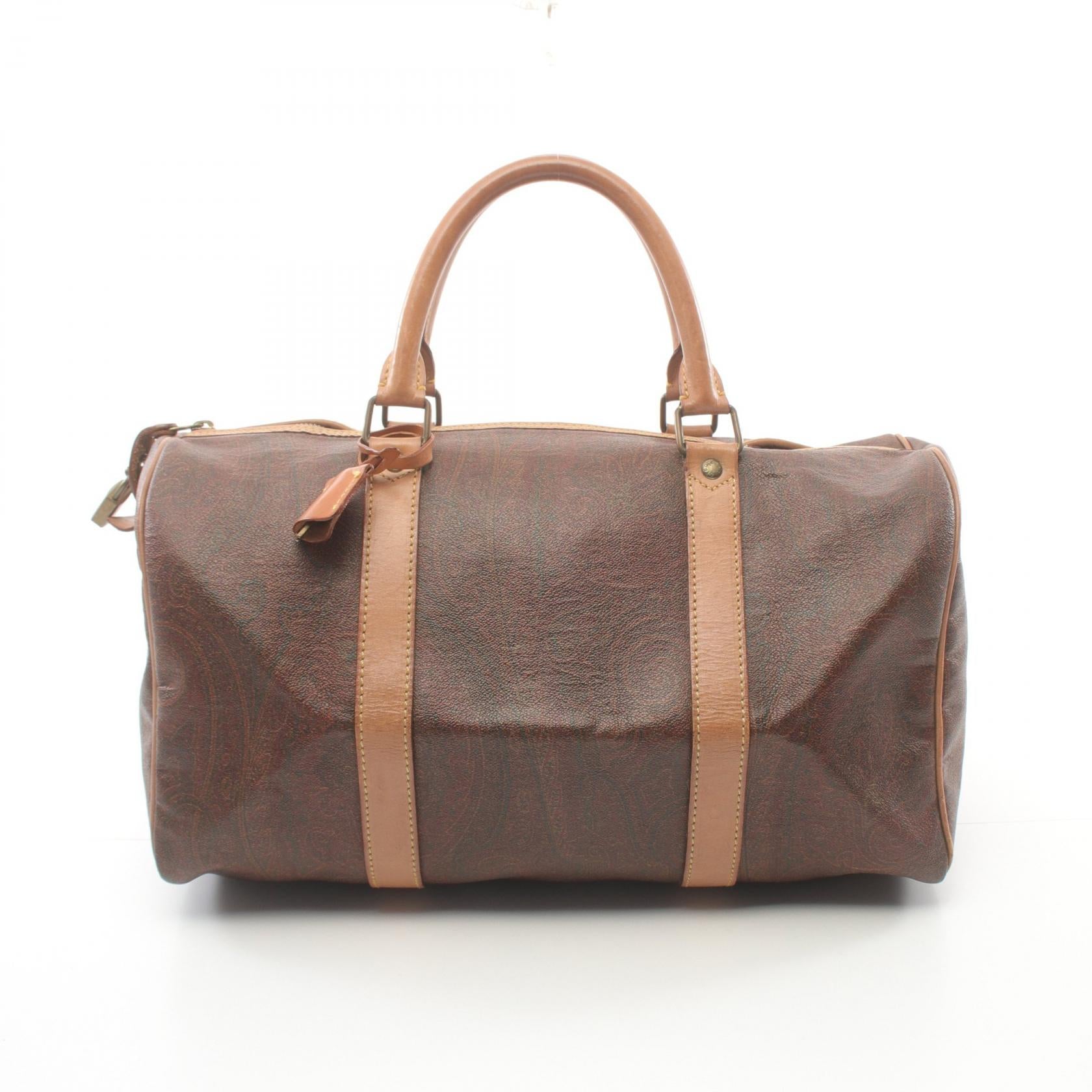 ETRO Boston Bag PVC Canvas Leather Brown