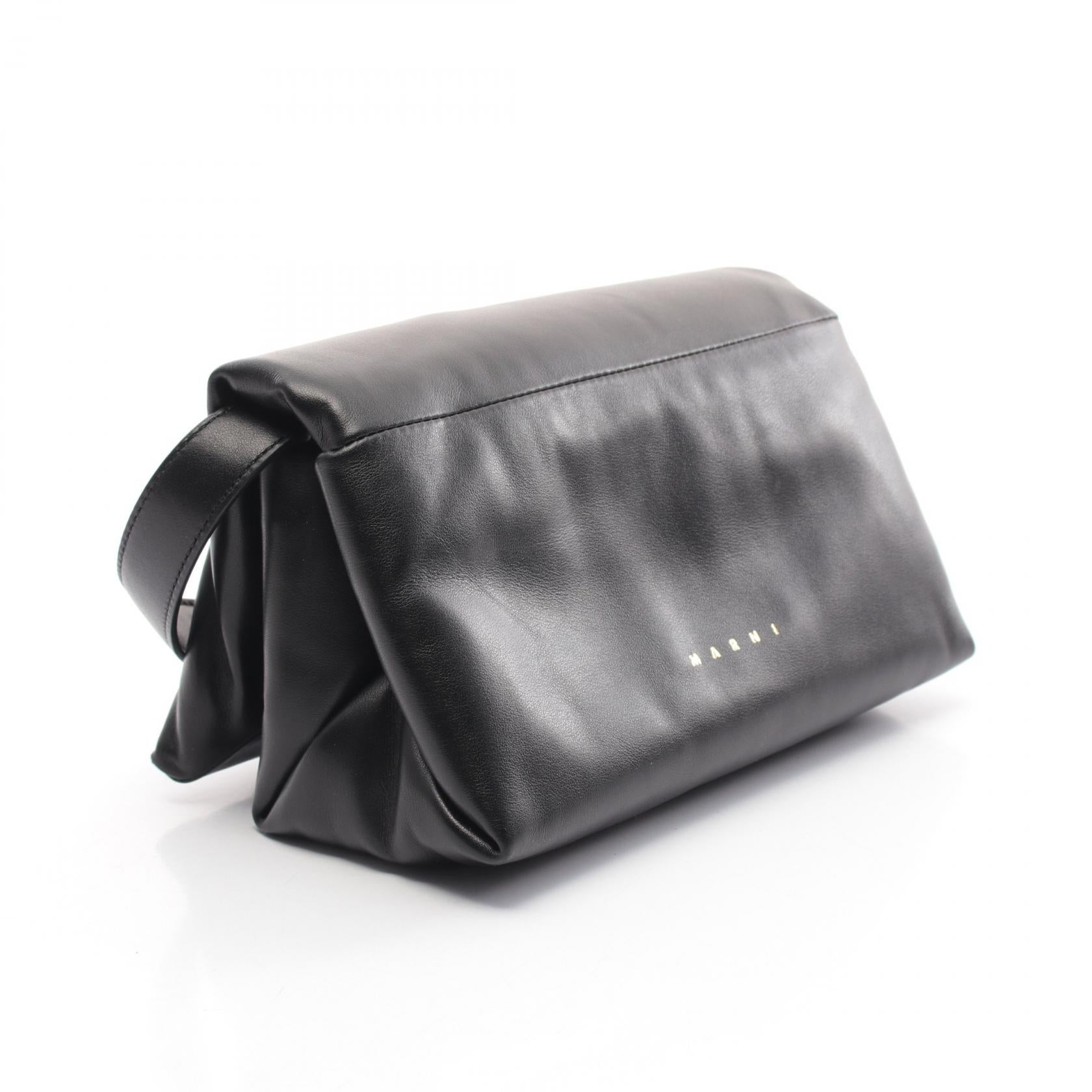 Marni Prisma Small Leather Shoulder Bag Black