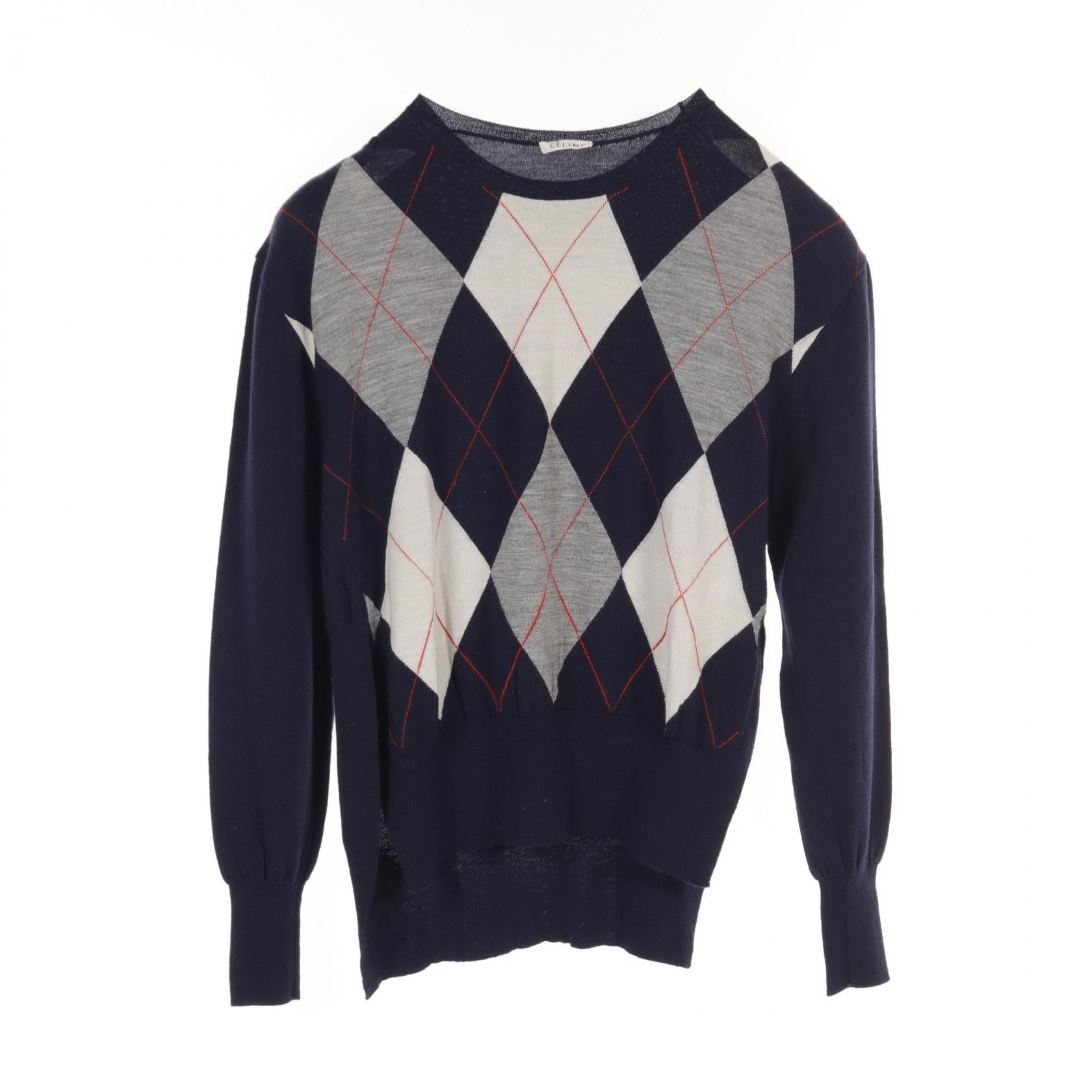 Celine Wool Knit Top Navy/Gray XS