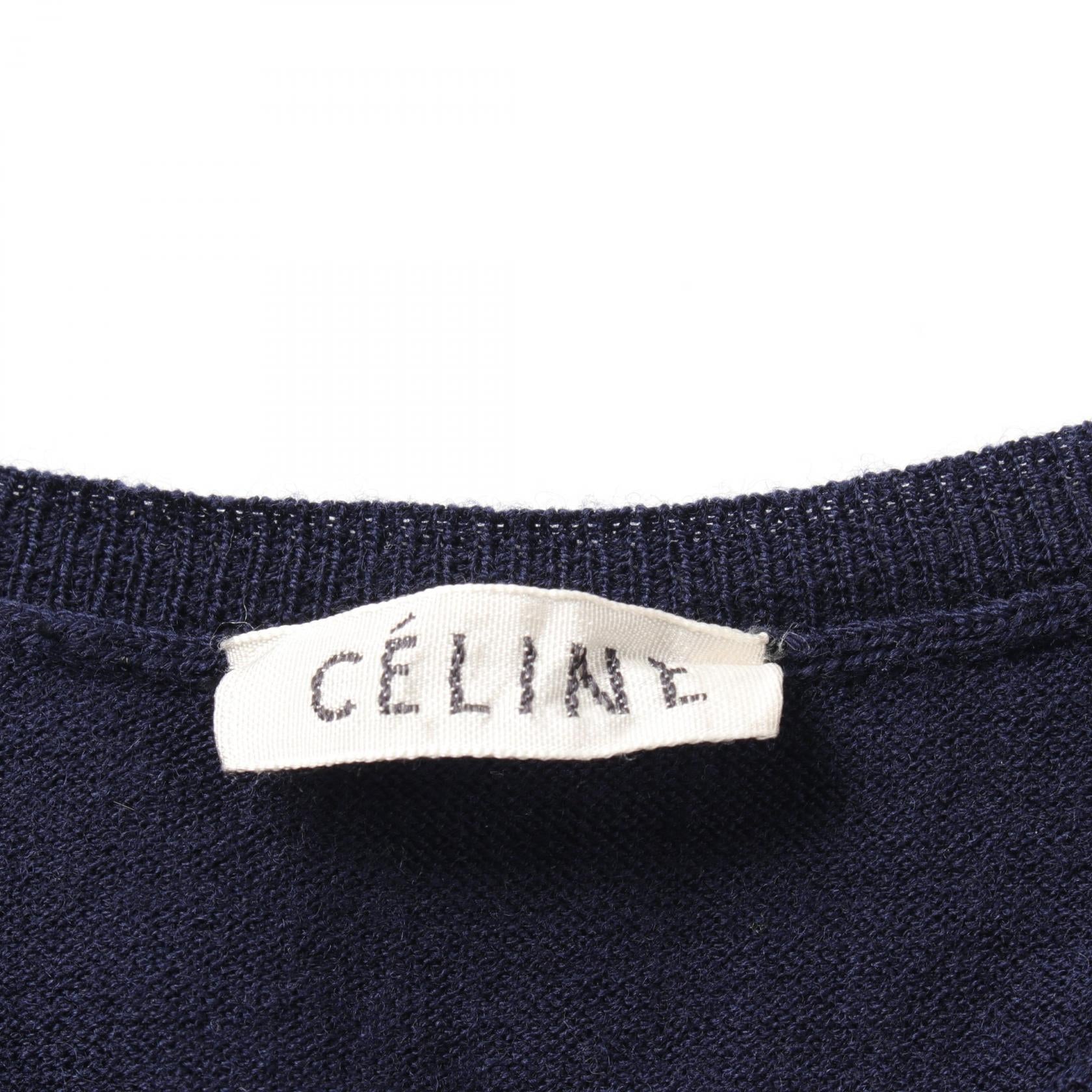 Celine Wool Knit Top Navy/Gray XS