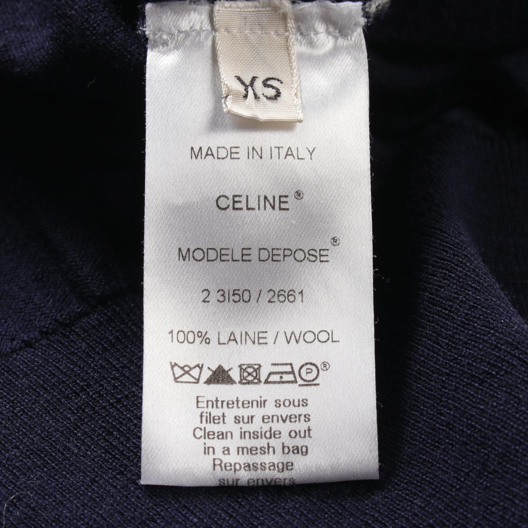 Celine Wool Knit Top Navy/Gray XS