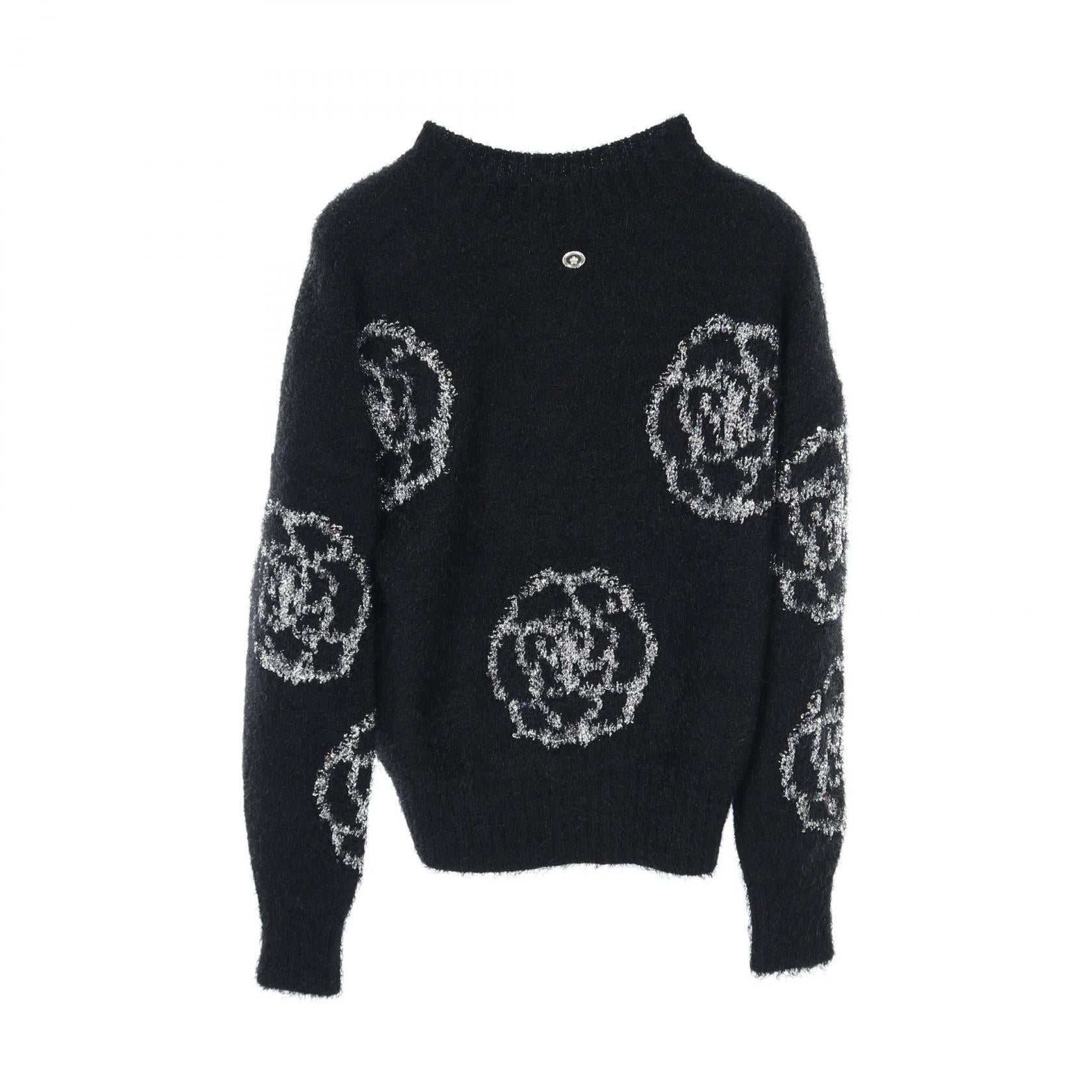 Chanel Camellia Silk Cashmere Wool Knit Top