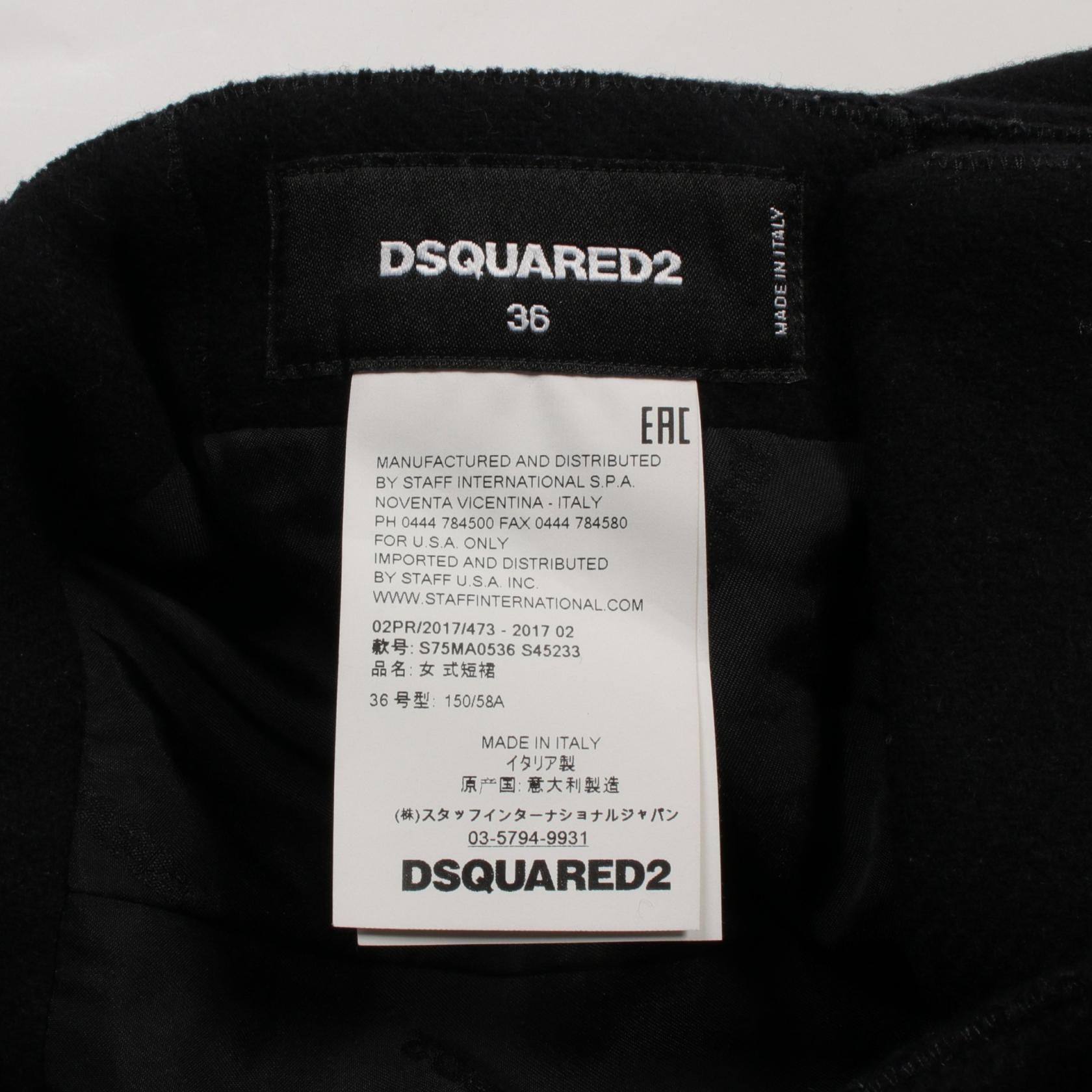 Dsquared2 Wool Skirt Black S75MA0536