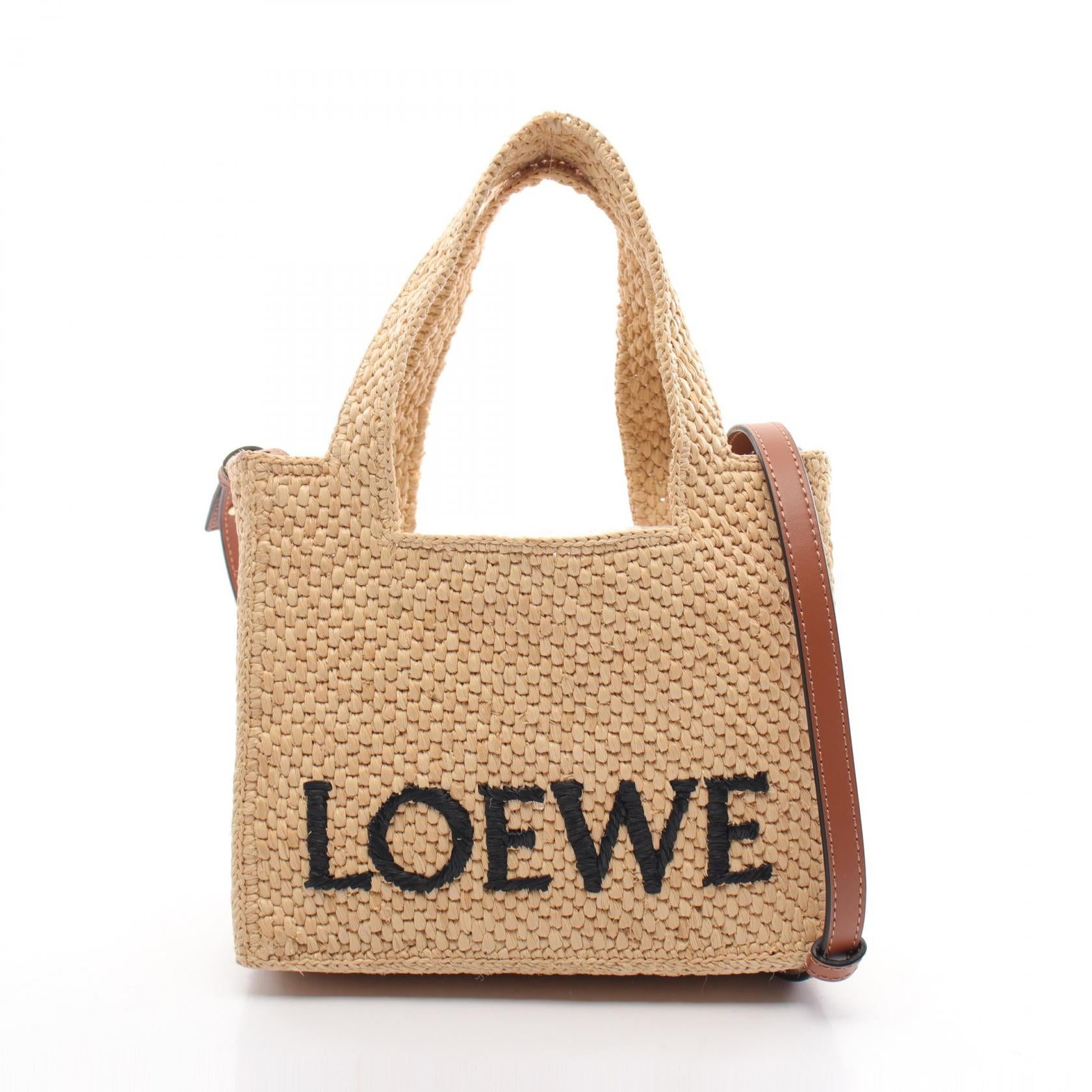 Loewe Raffia Font Mini Tote Bag Beige