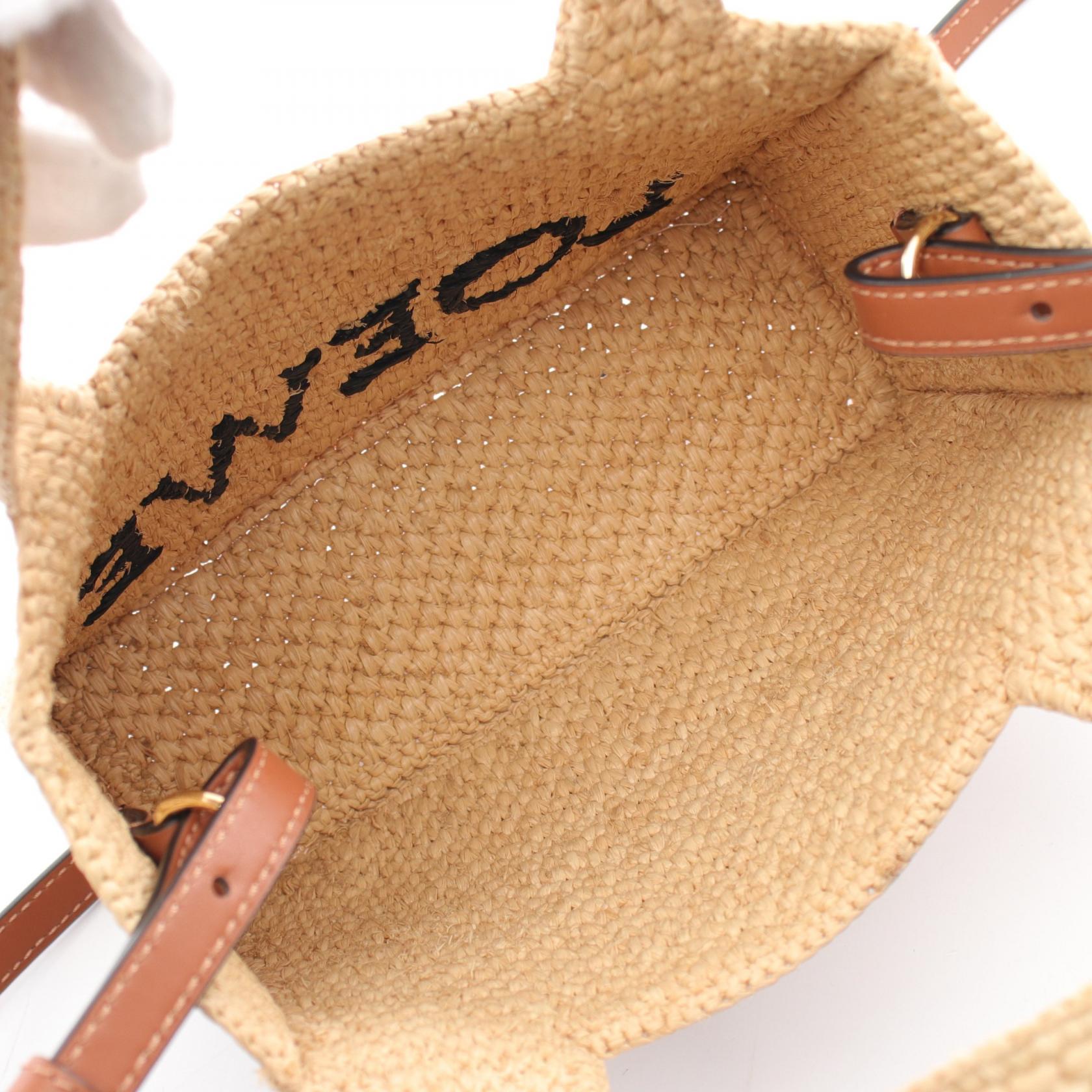 Loewe Raffia Font Mini Tote Bag Beige