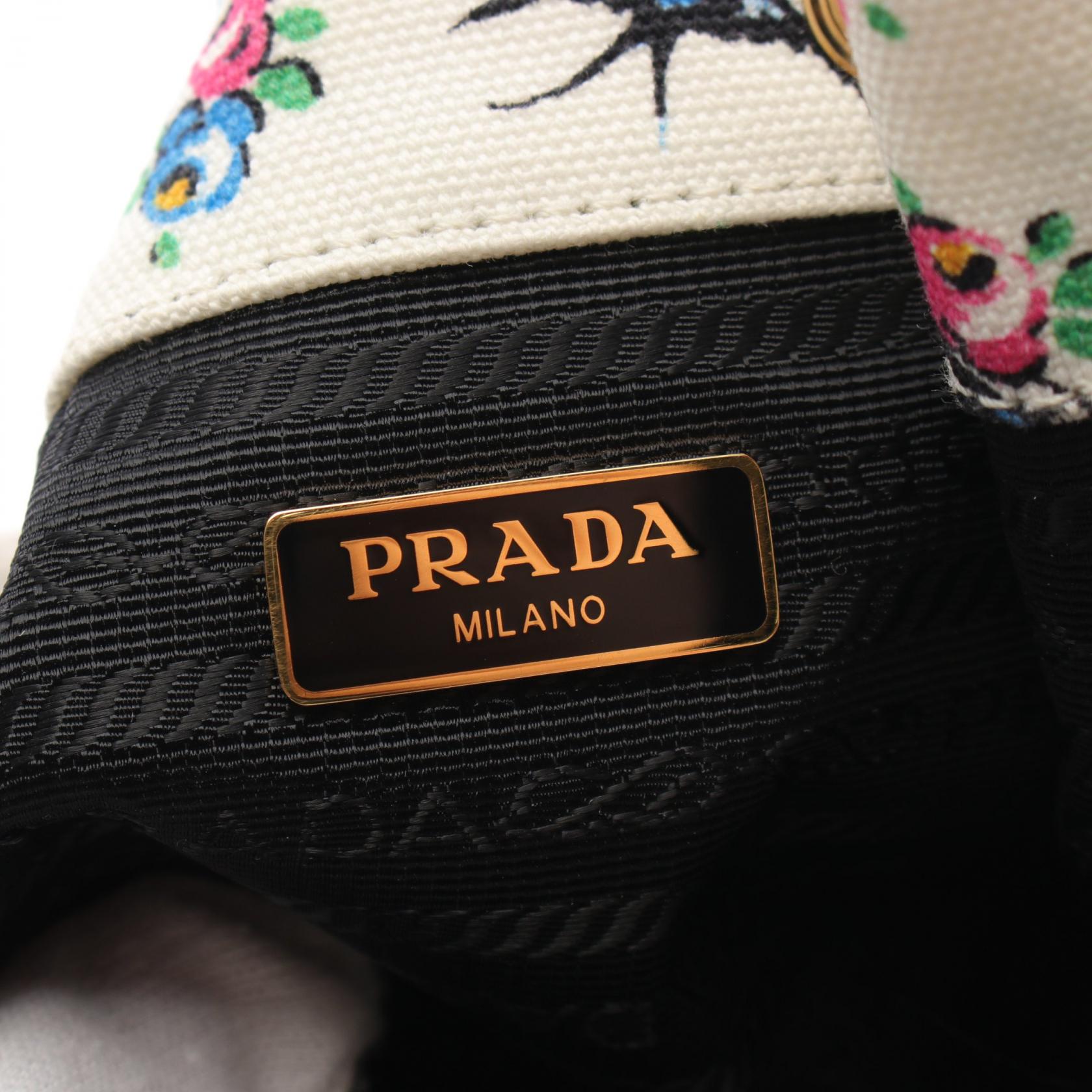 Prada Canvas Wicker Handbag 1BE040