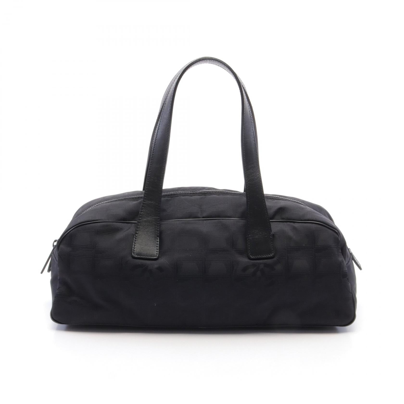 Chanel Nylon Leather Handbag Black A15828