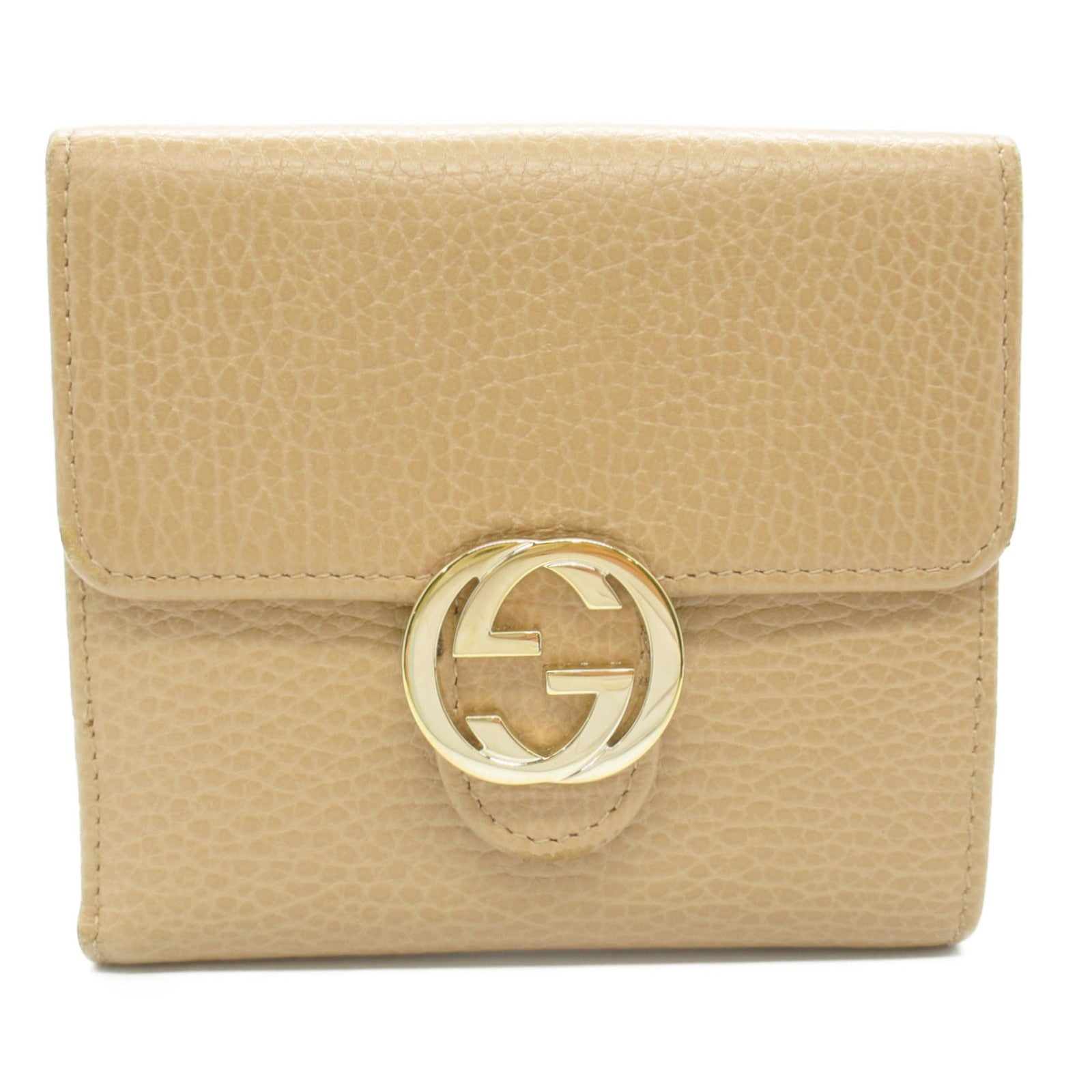 Gucci Leather Interlocking G Wallet Beige