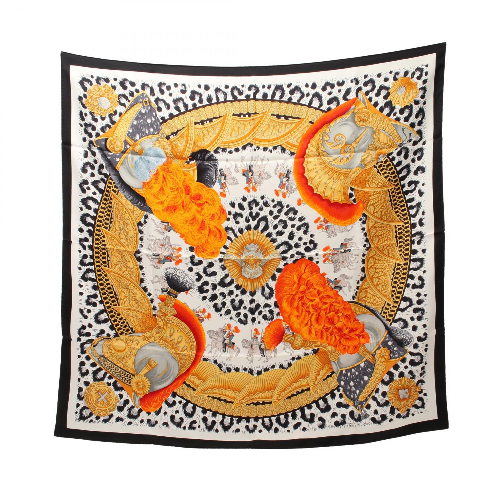 Hermes Silk Scarf CASQUES et PLUMETS