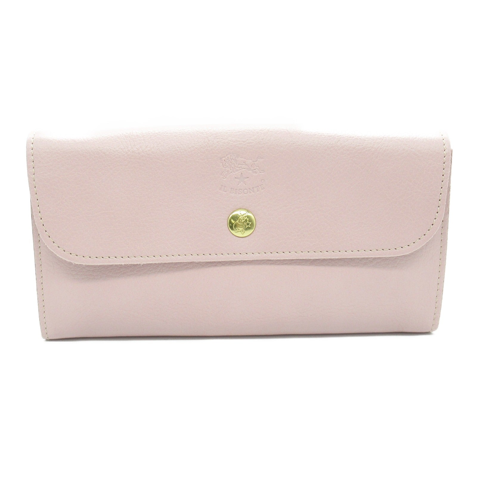 IL BISONTE Leather Bifold Long Wallet Pink