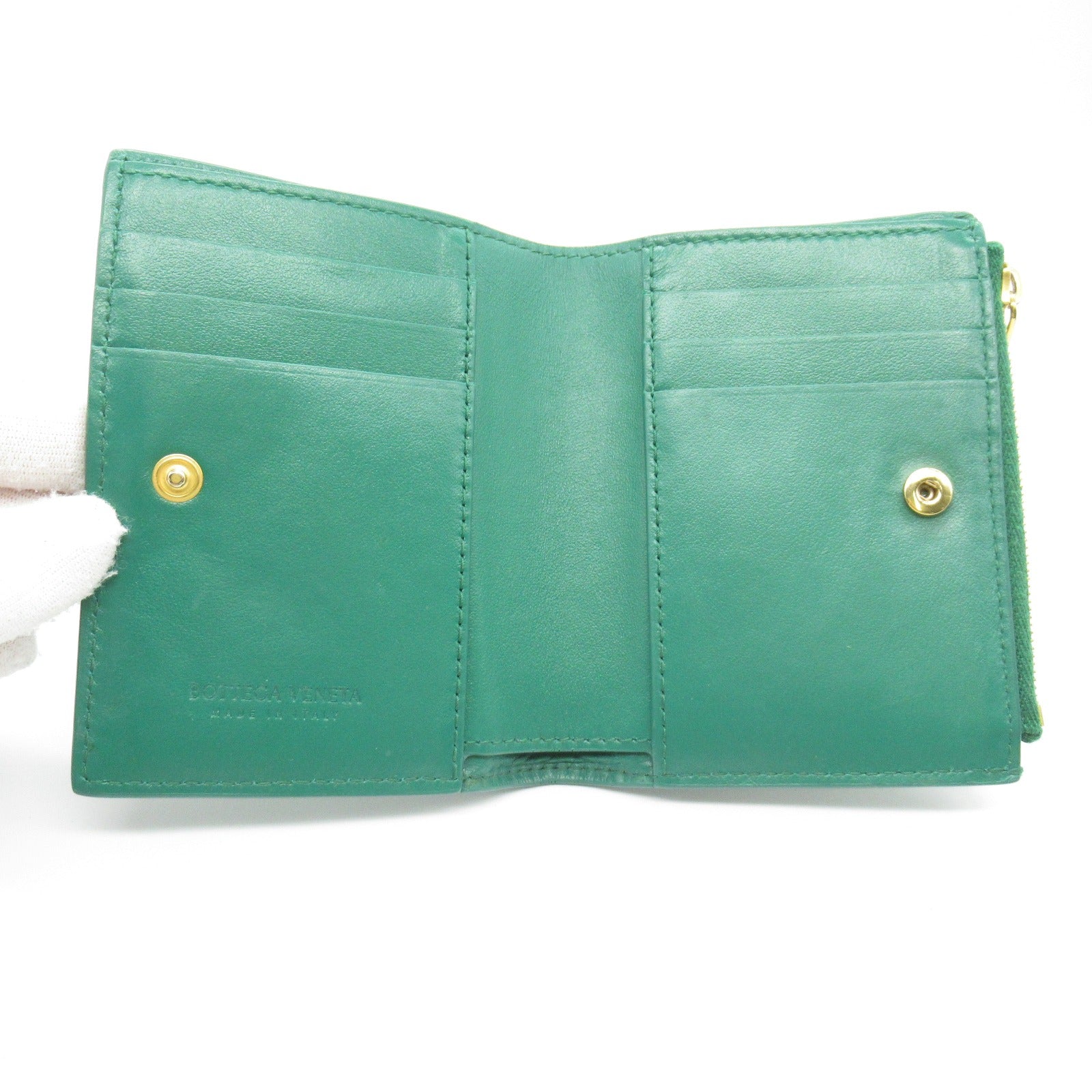 Bottega Veneta Lambskin Cassette Wallet Green