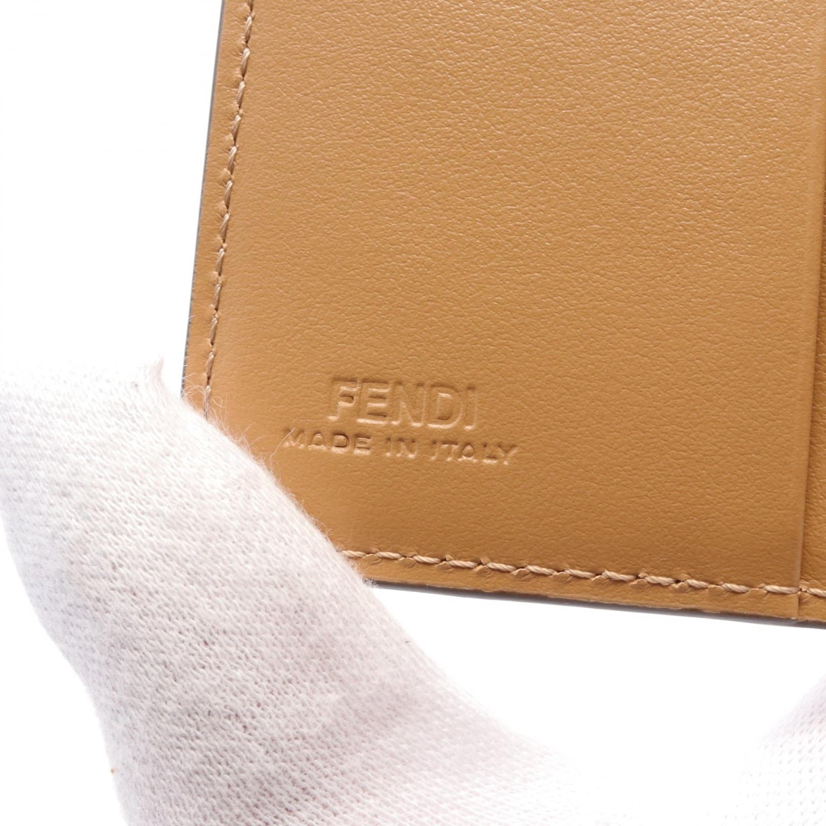 Fendi Leather ALWA FF Diamond Wallet Beige