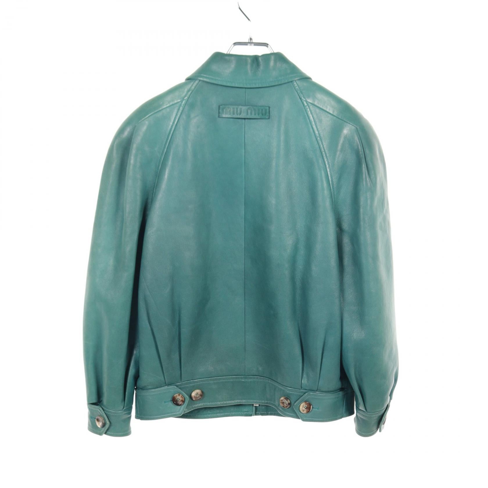 Miu Miu Lamb Leather Jacket Green