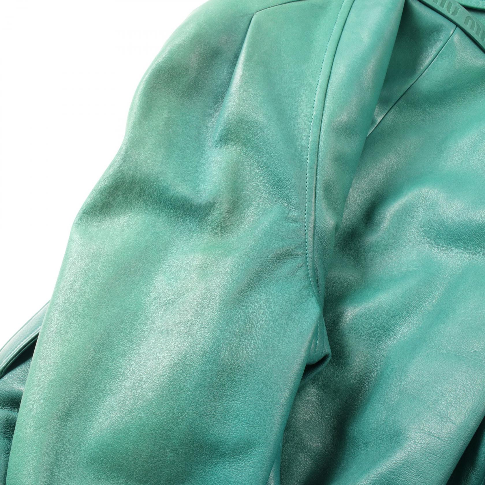 Miu Miu Lamb Leather Jacket Green