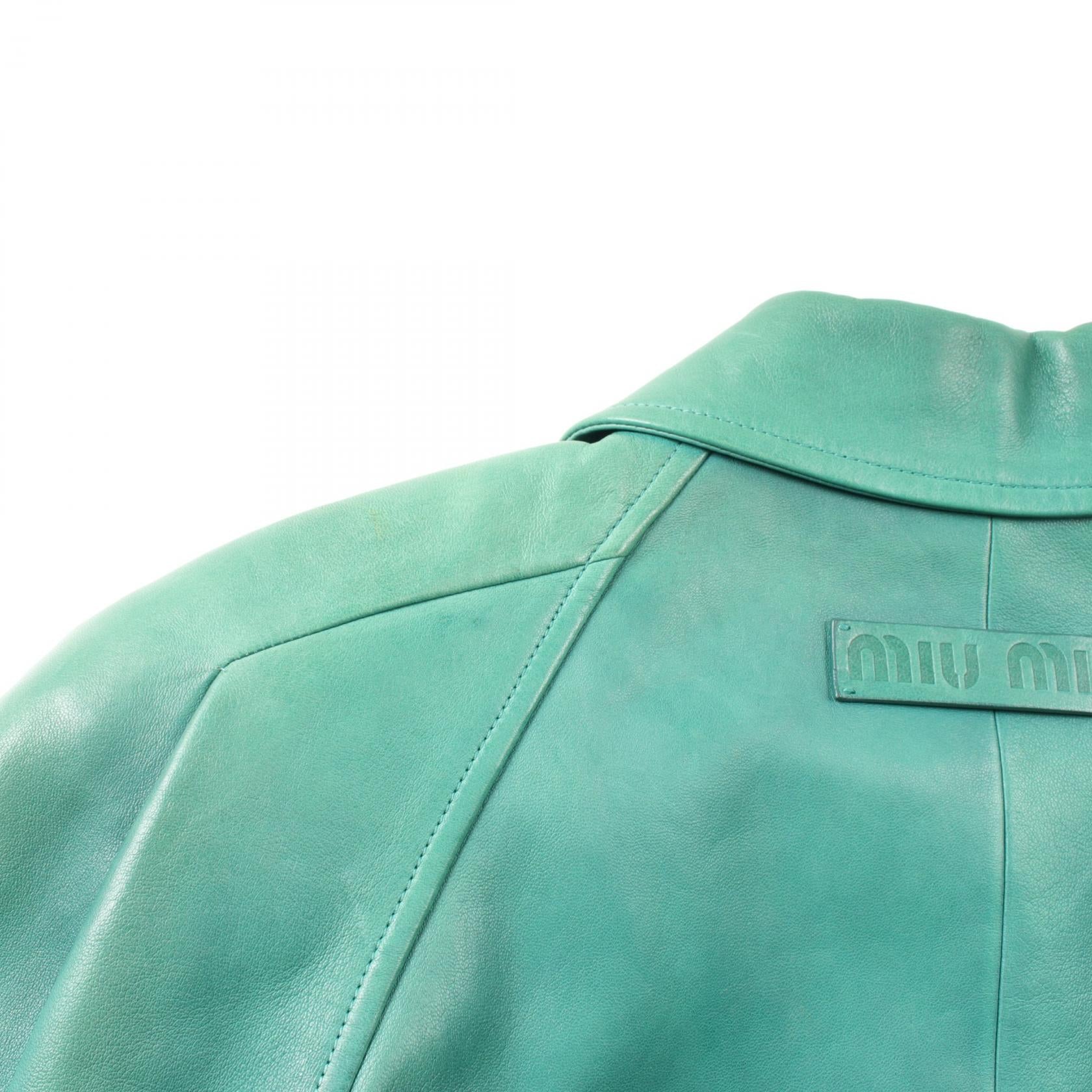 Miu Miu Lamb Leather Jacket Green