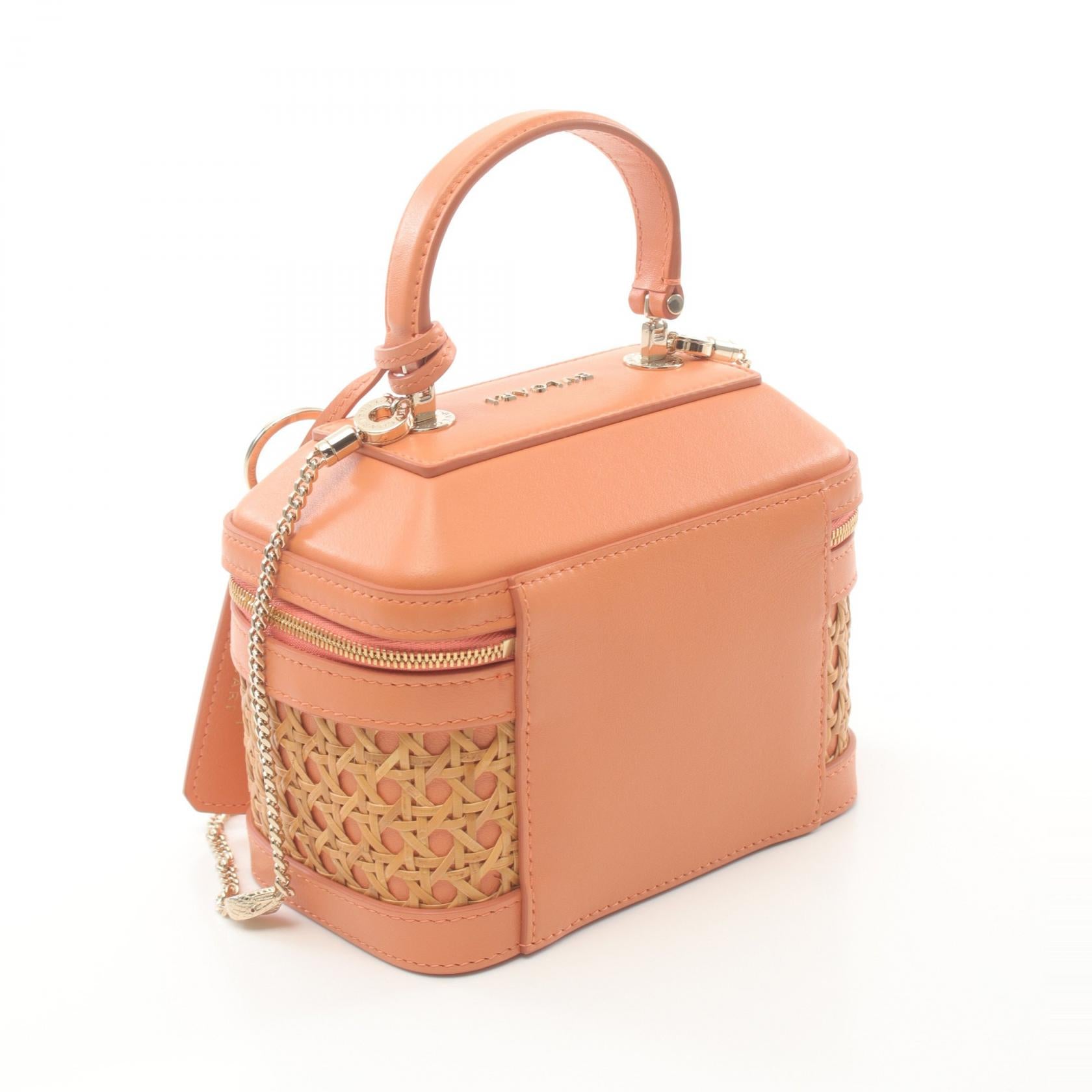 Bvlgari Serpenti Leather Raffia Handbag