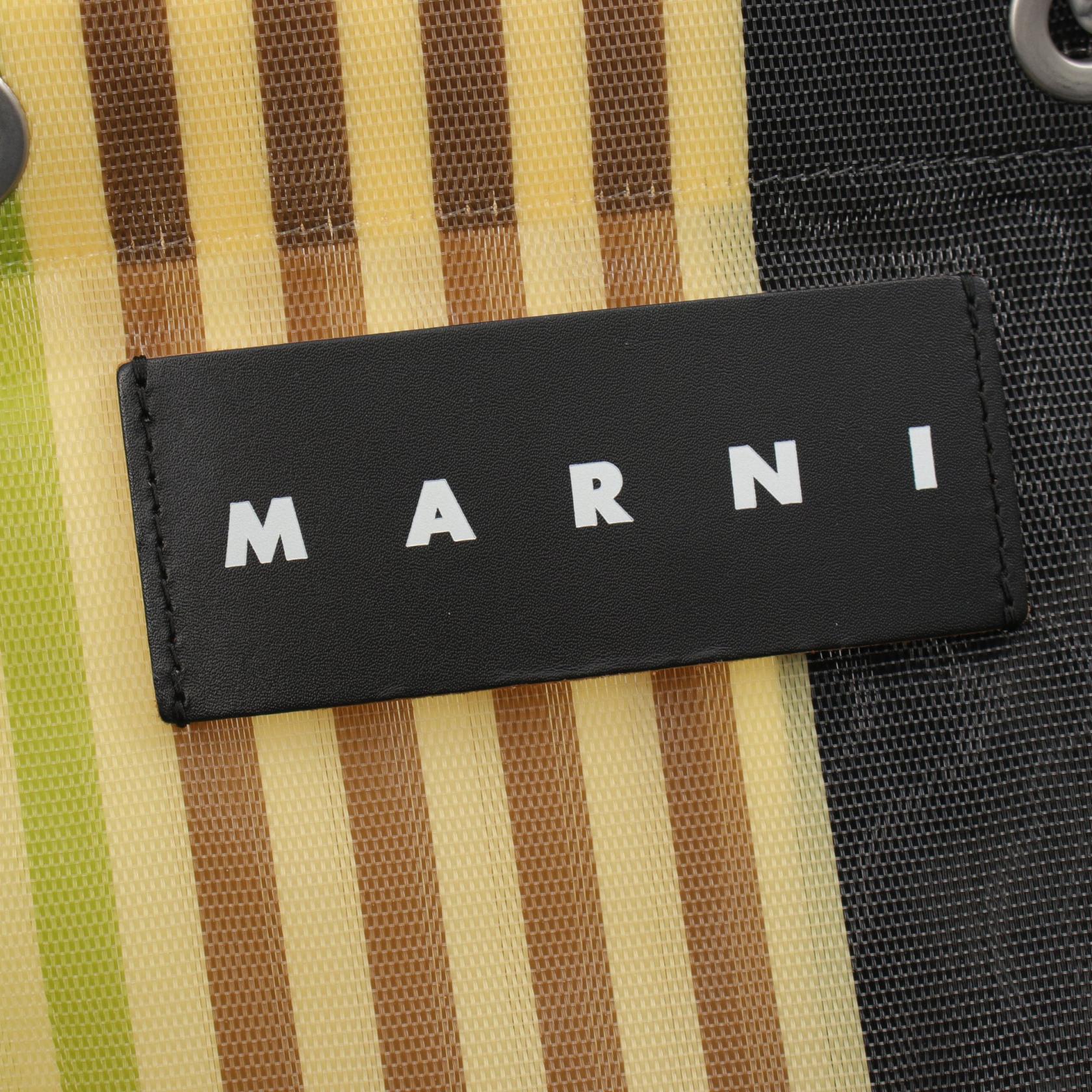 MARNI Flower Cafe Stripe Nylon Leather Tote Bag