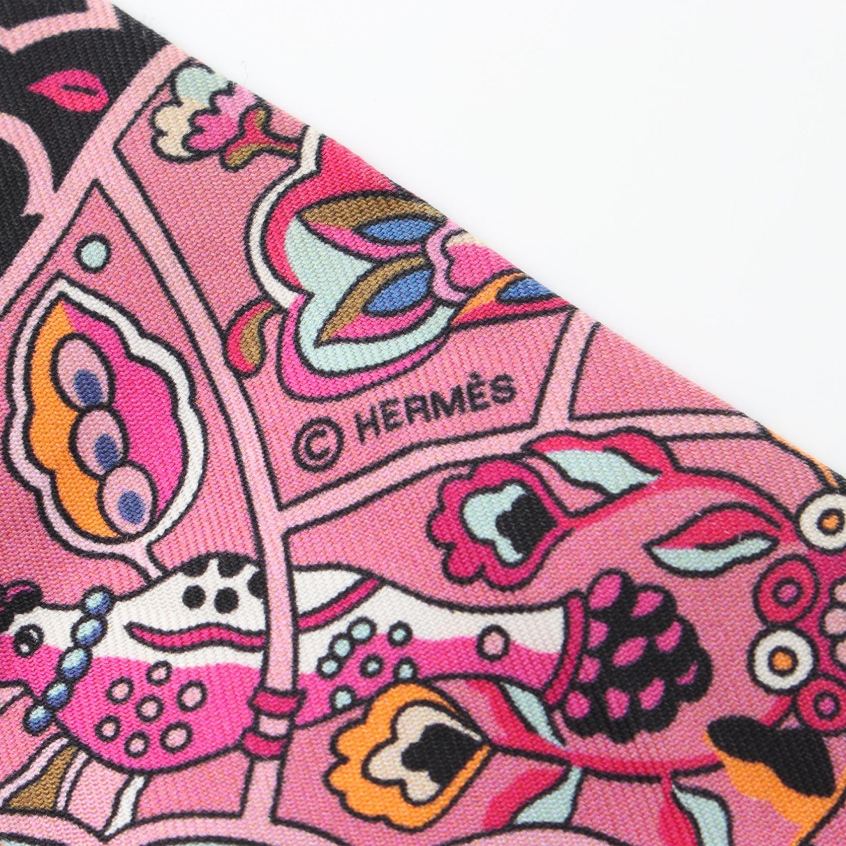 Hermes Silk Twilly Scarf Pink Multicolor