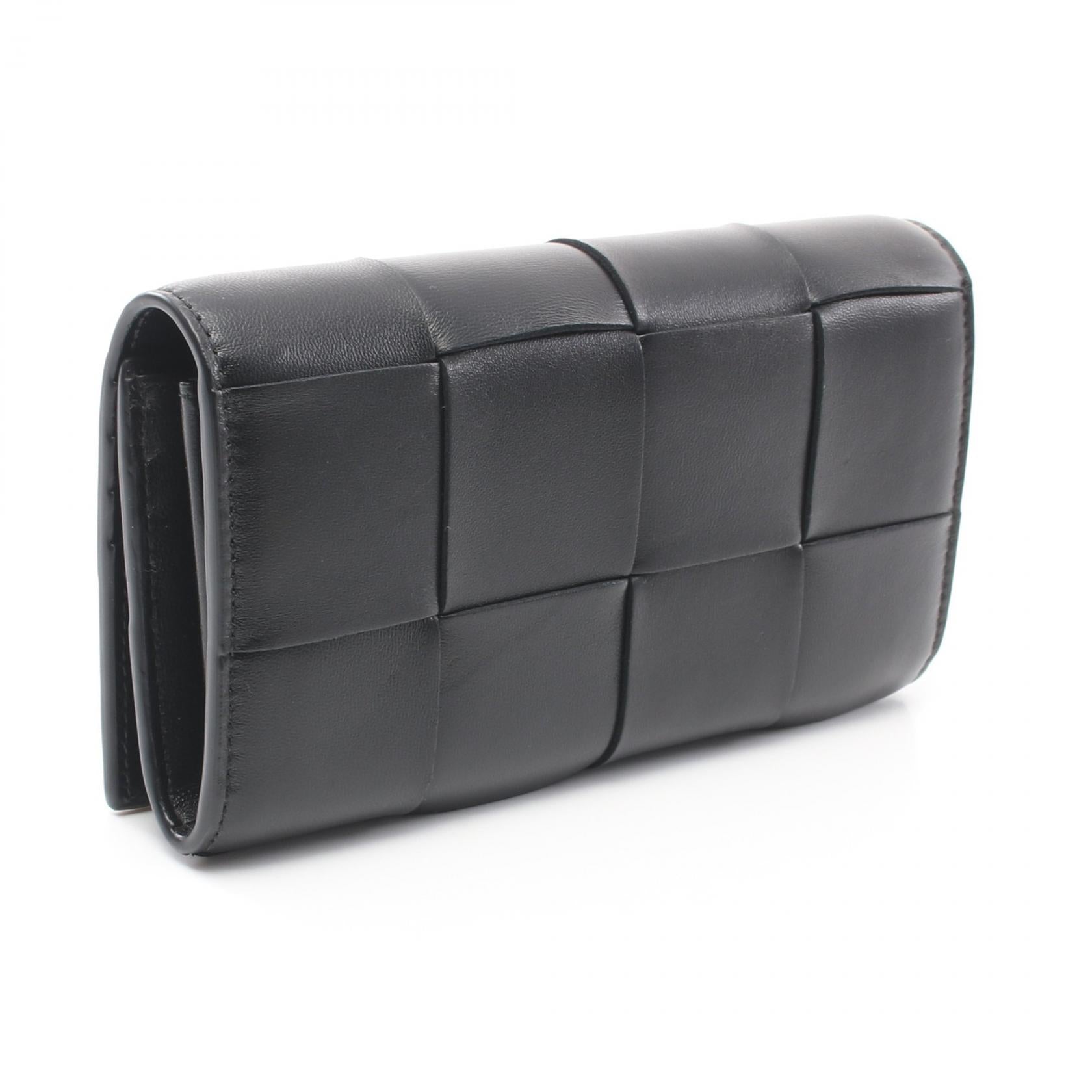 Bottega Veneta Leather Cassette Flap Long Wallet