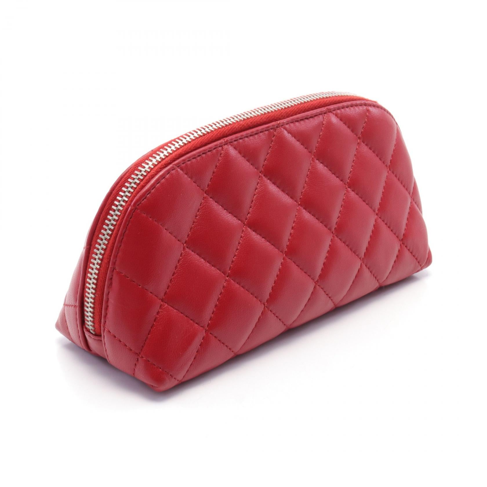 Chanel Matelasse Leather Pouch Red