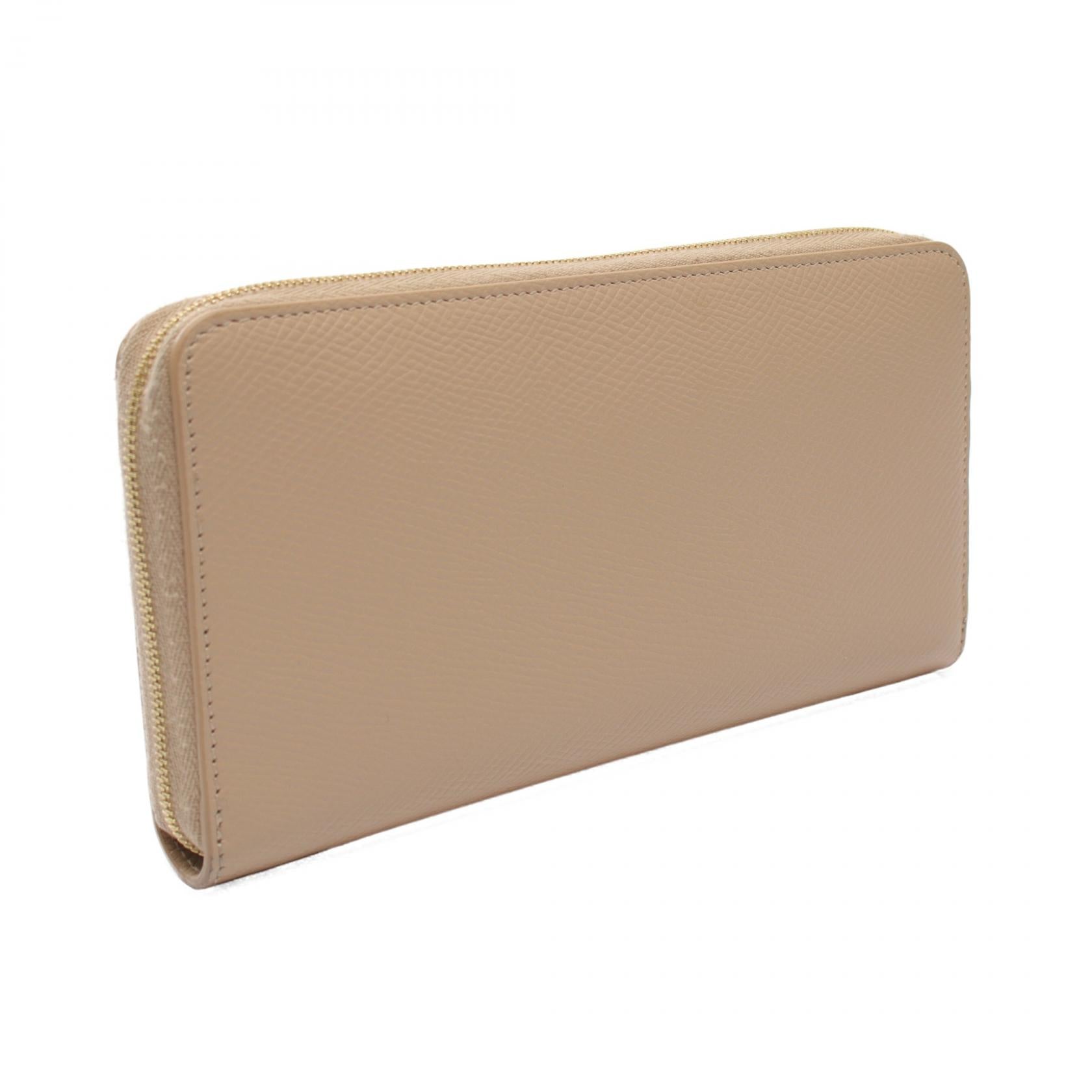 Celine Large Leather Zip Wallet Beige