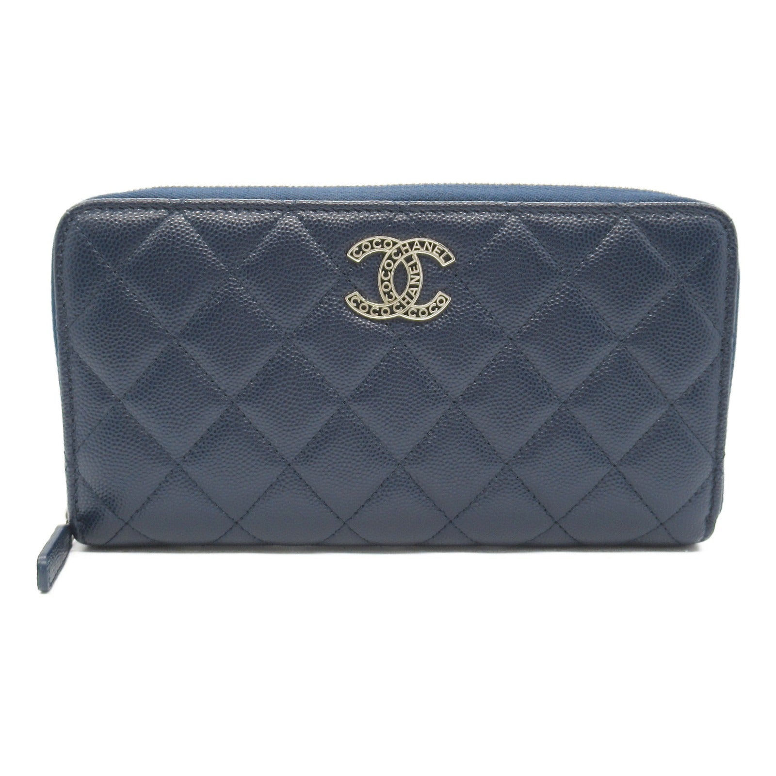 Chanel Matelasse Leather Long Wallet Navy