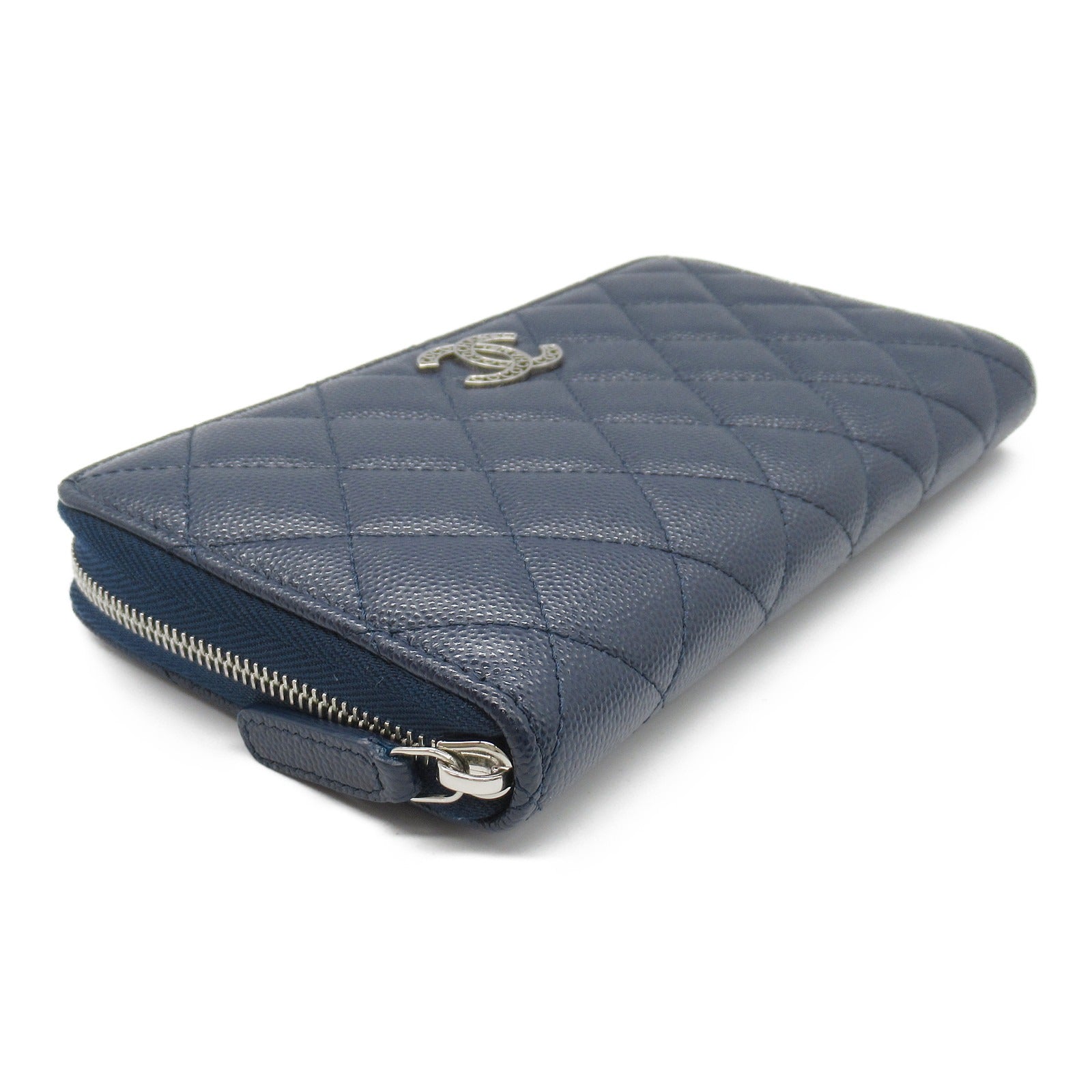 Chanel Matelasse Leather Long Wallet Navy