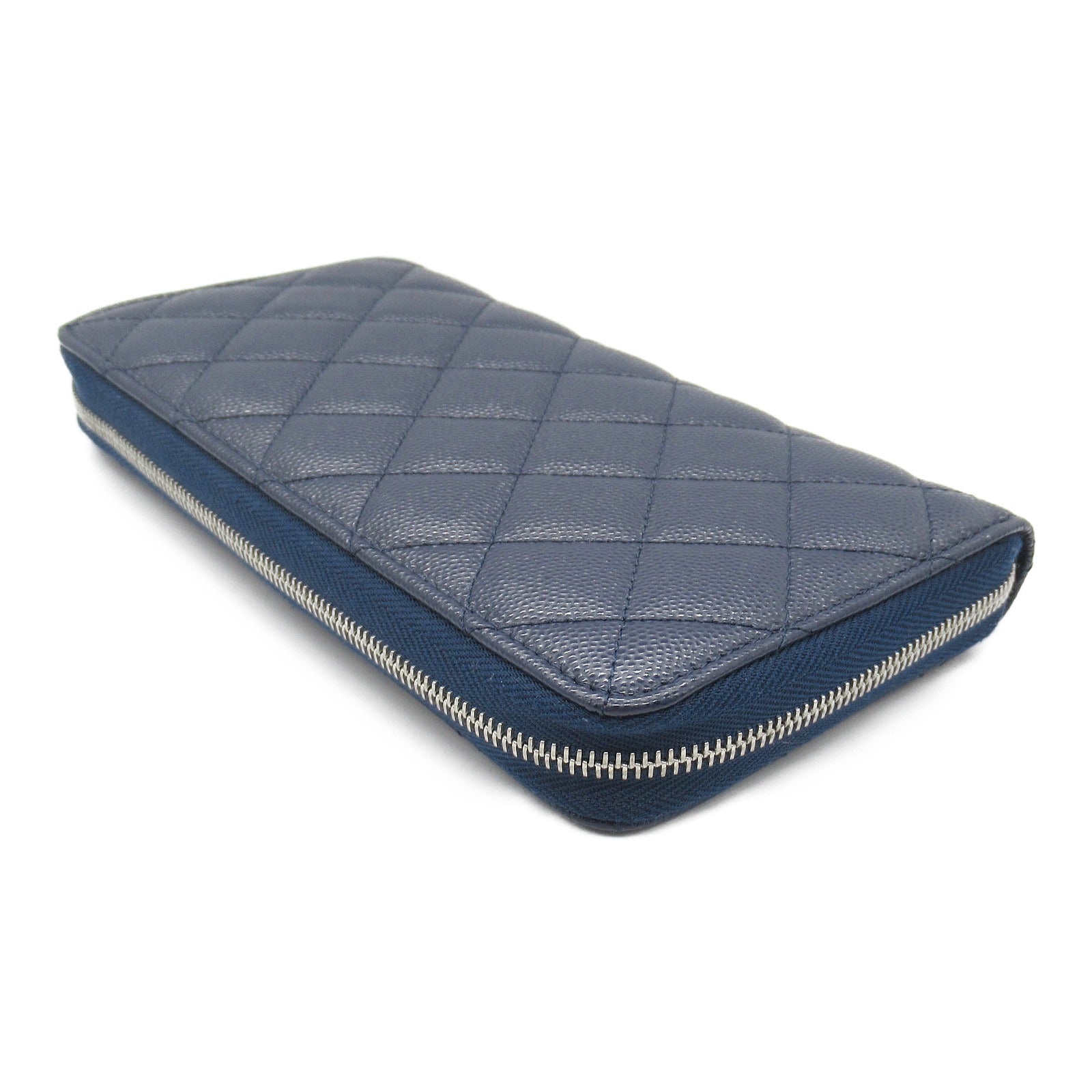 Chanel Matelasse Leather Long Wallet Navy