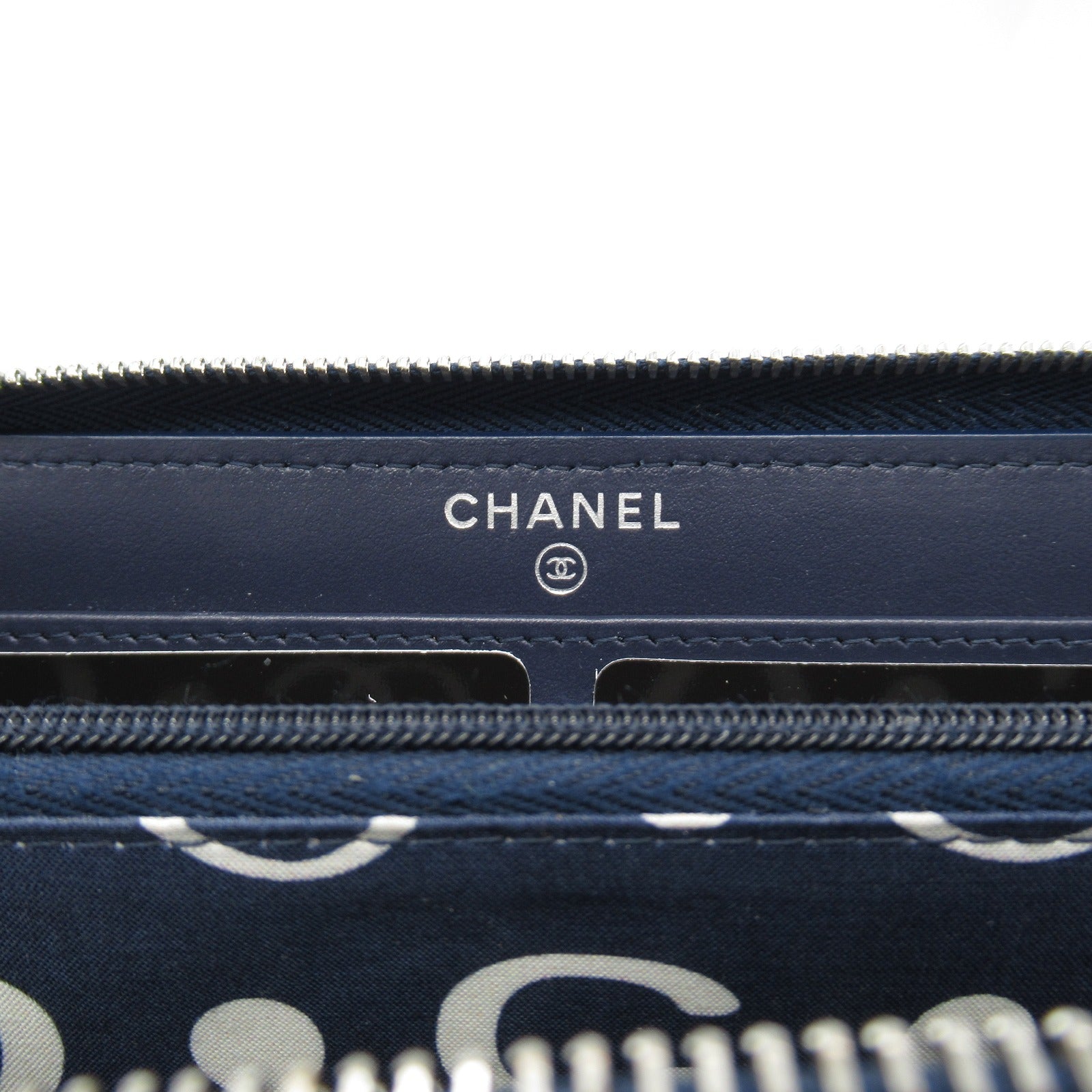 Chanel Matelasse Leather Long Wallet Navy