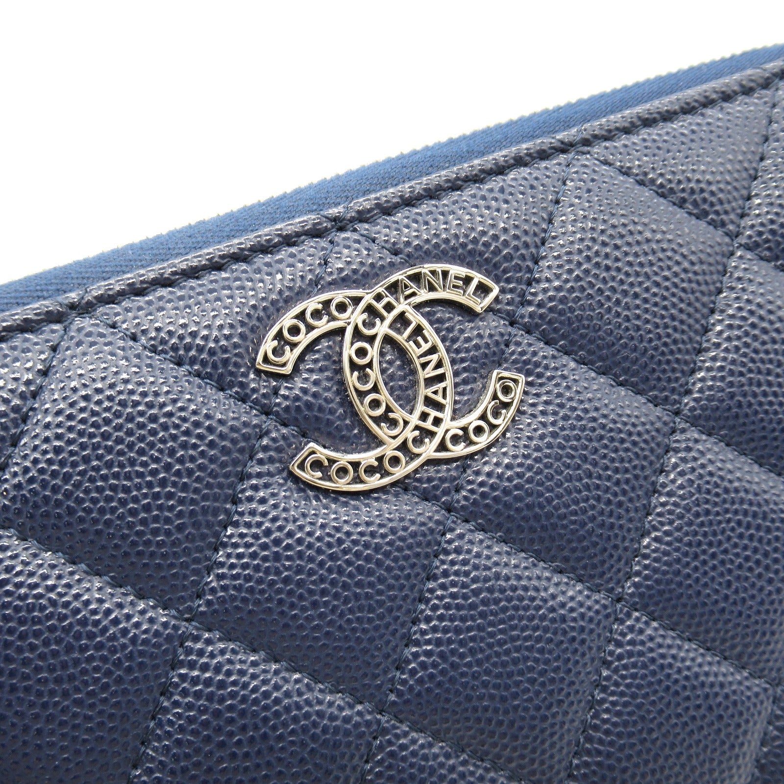 Chanel Matelasse Leather Long Wallet Navy