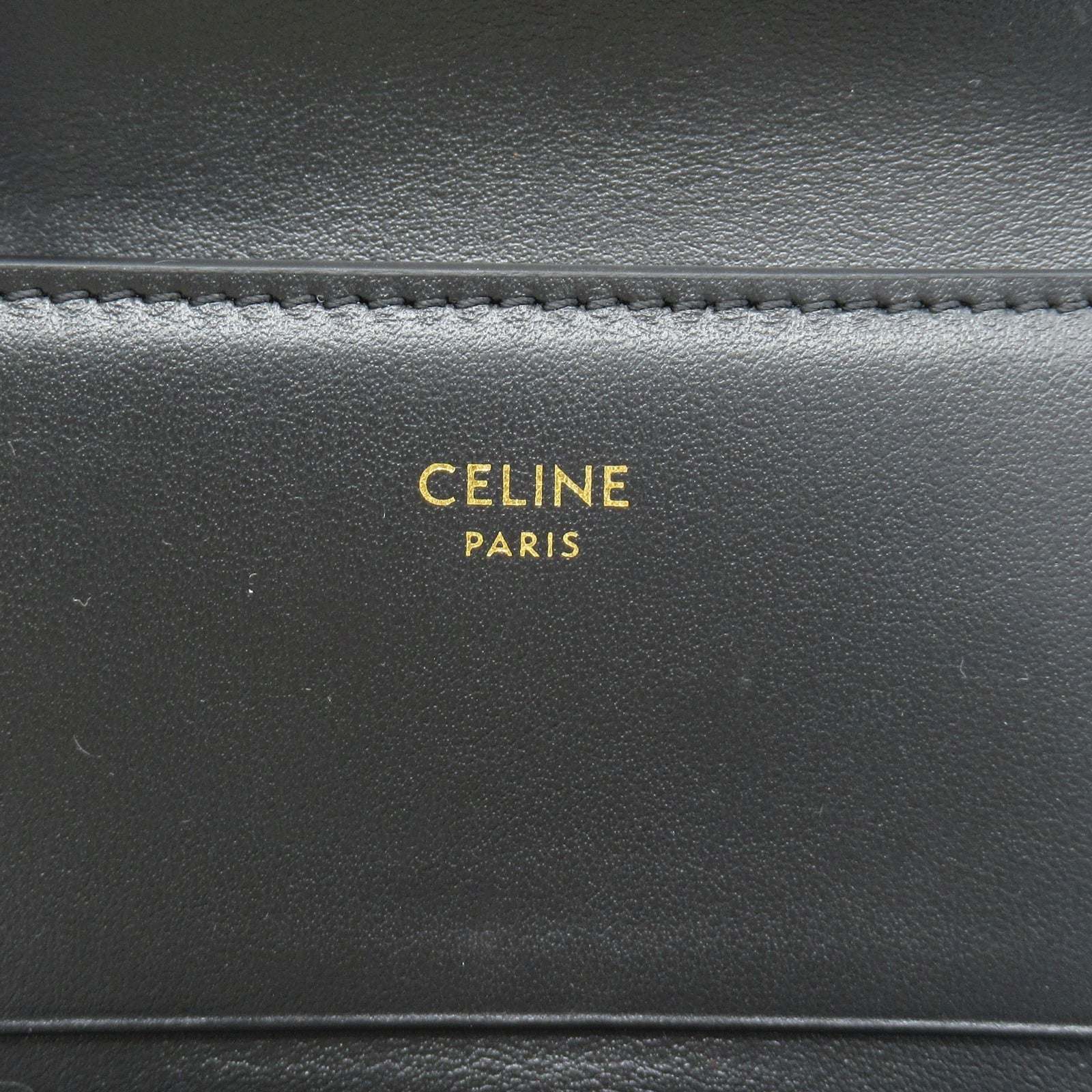 Celine Leather Triomphe Trifold Wallet Black