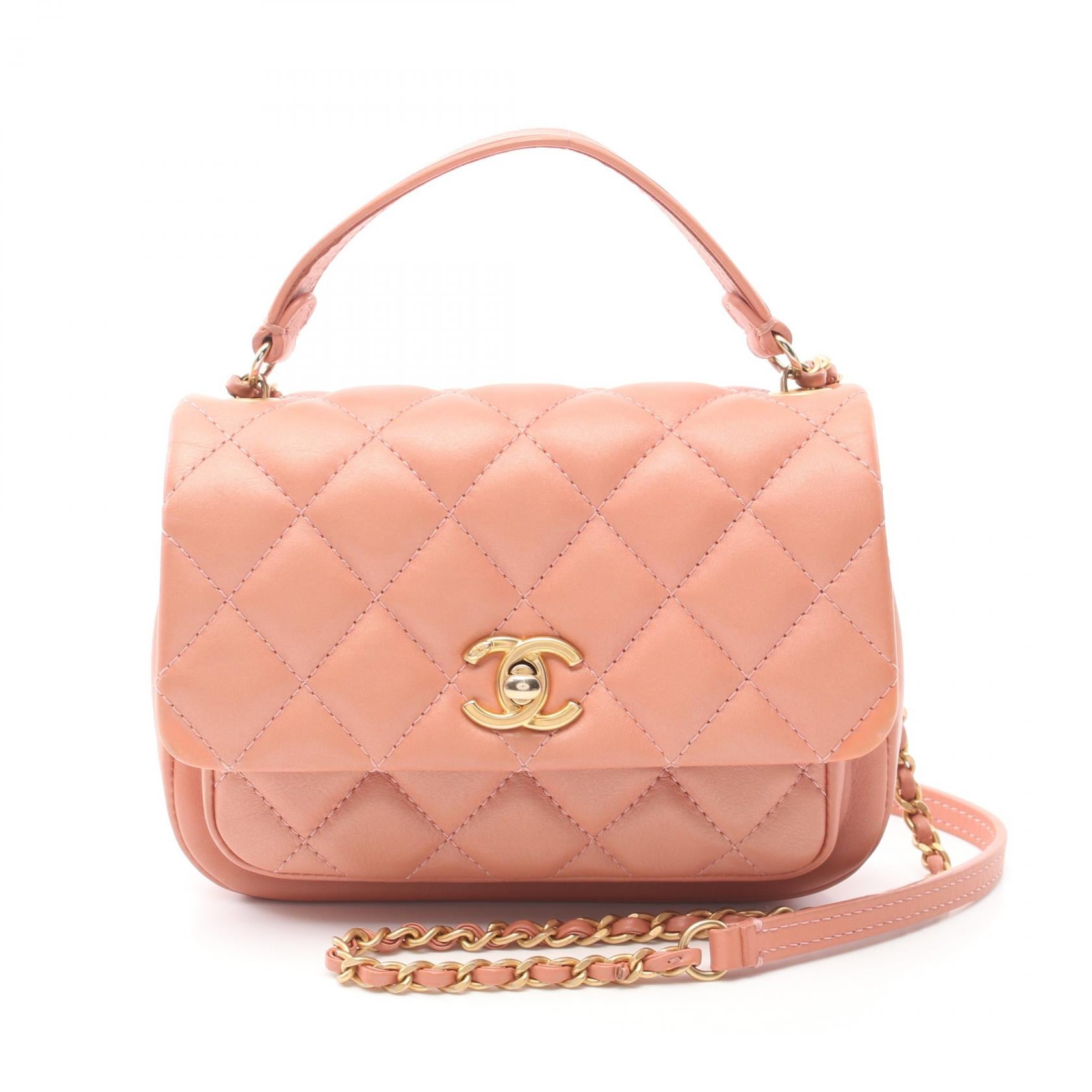 Chanel Mini Matelasse Top Handle Shoulder Bag Pink