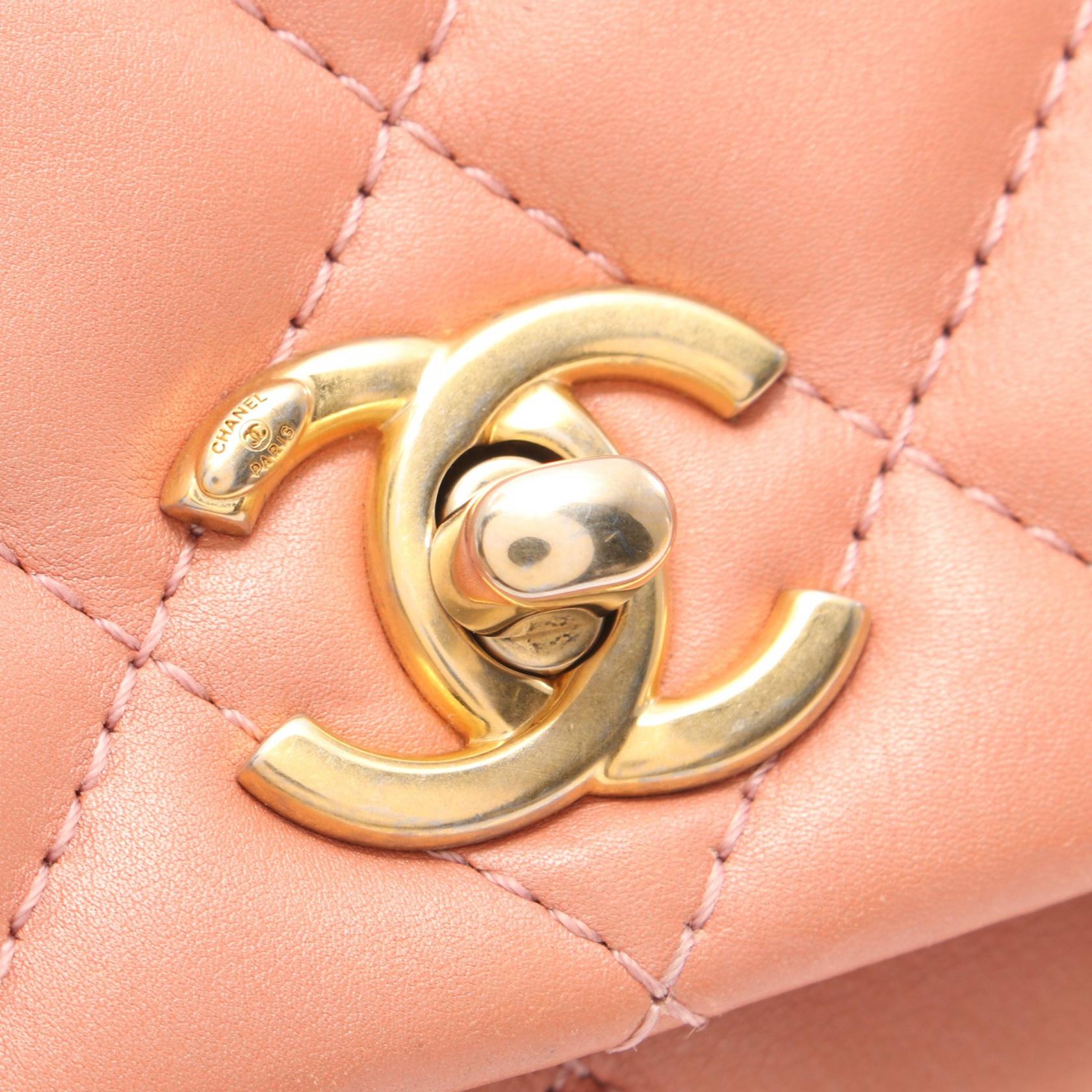 Chanel Mini Matelasse Top Handle Shoulder Bag Pink