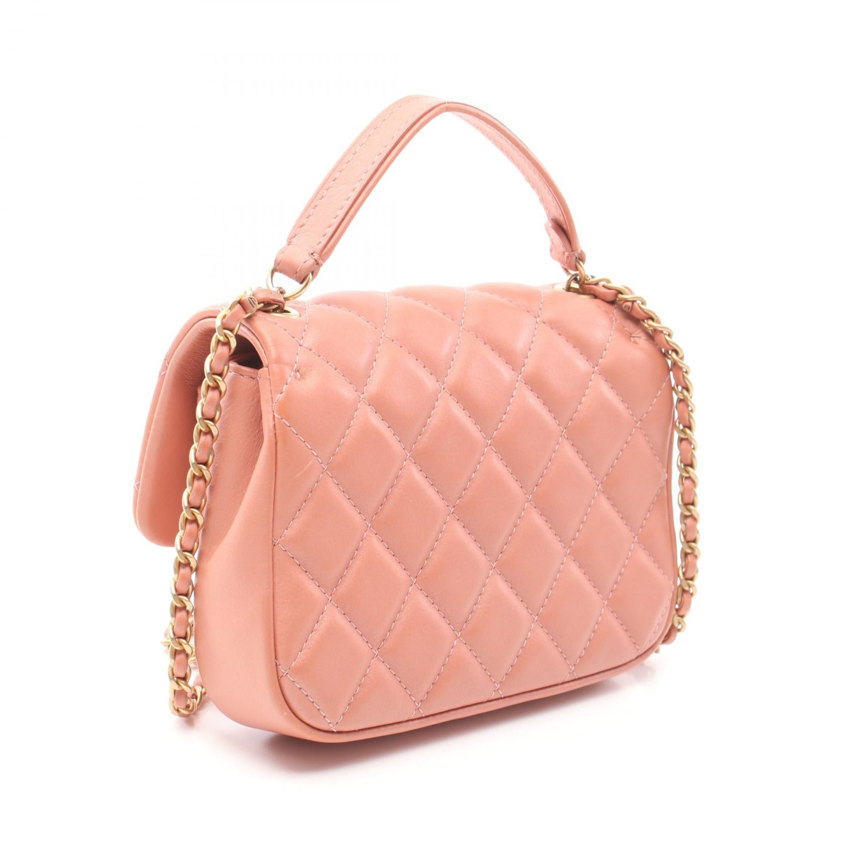 Chanel Mini Matelasse Top Handle Shoulder Bag Pink