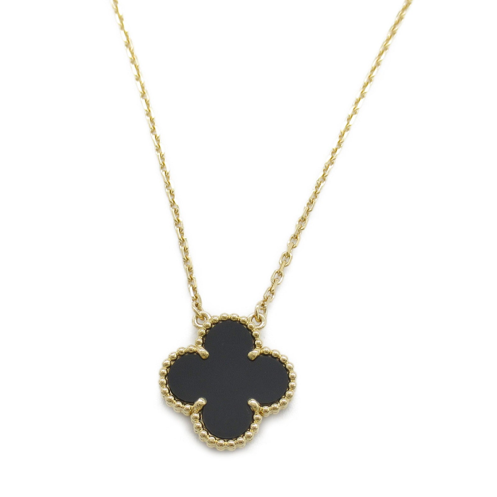 Van Cleef & Arpels Onyx K18 YG Vintage Alhambra Necklace