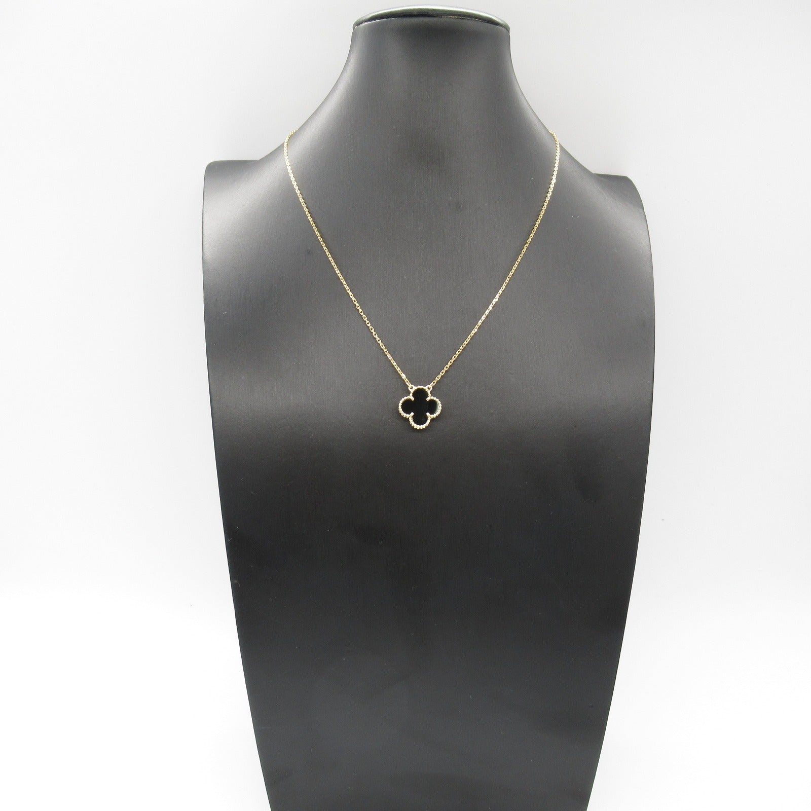 Van Cleef & Arpels Onyx K18 YG Vintage Alhambra Necklace