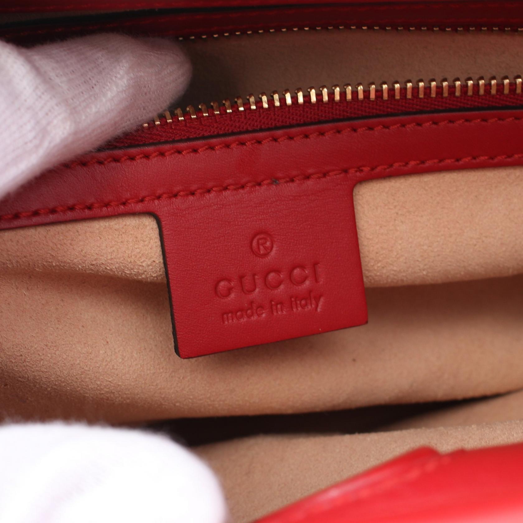 Gucci Bamboo Leather Handbag Red 459076