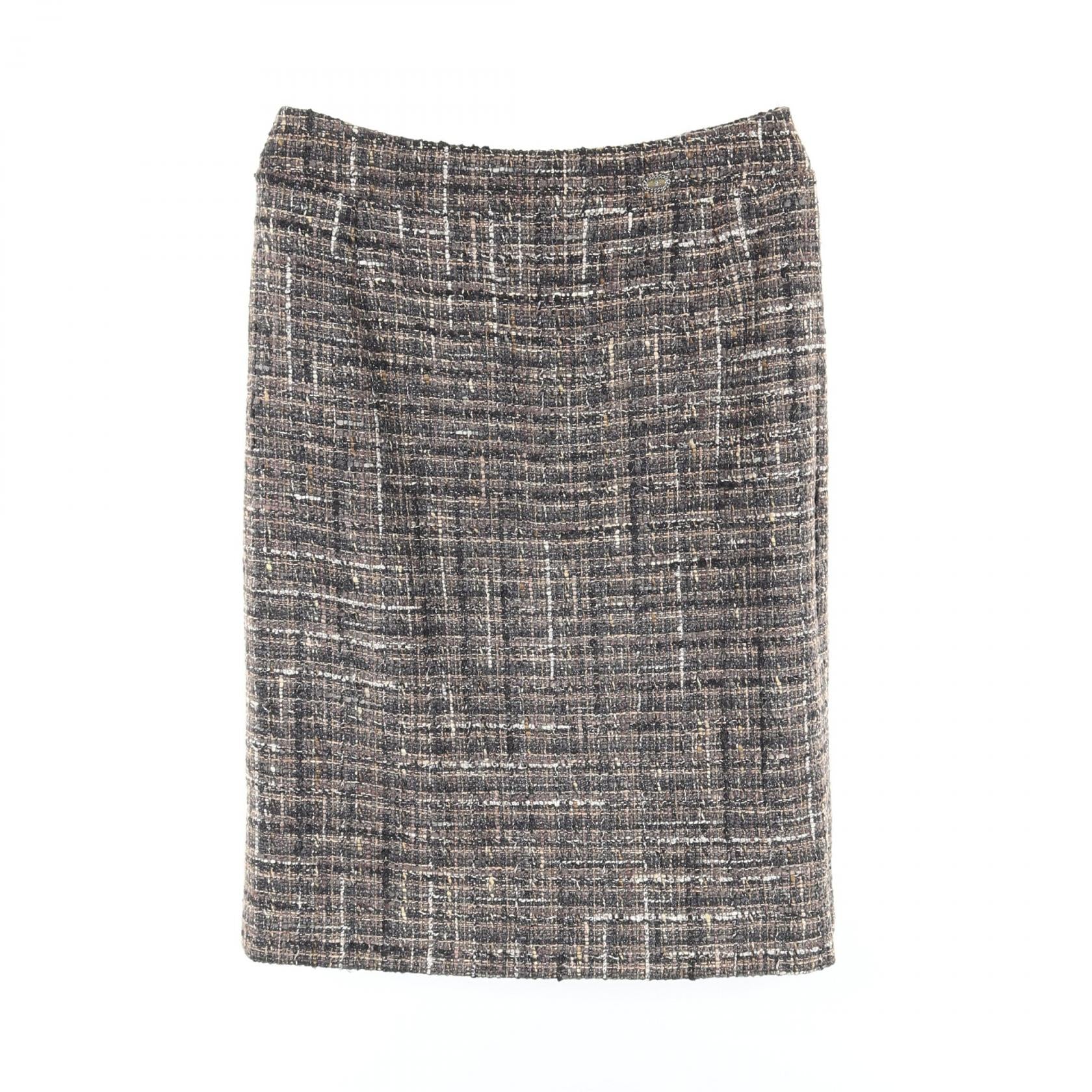 Chanel Silk Wool Fabric Skirt Gray