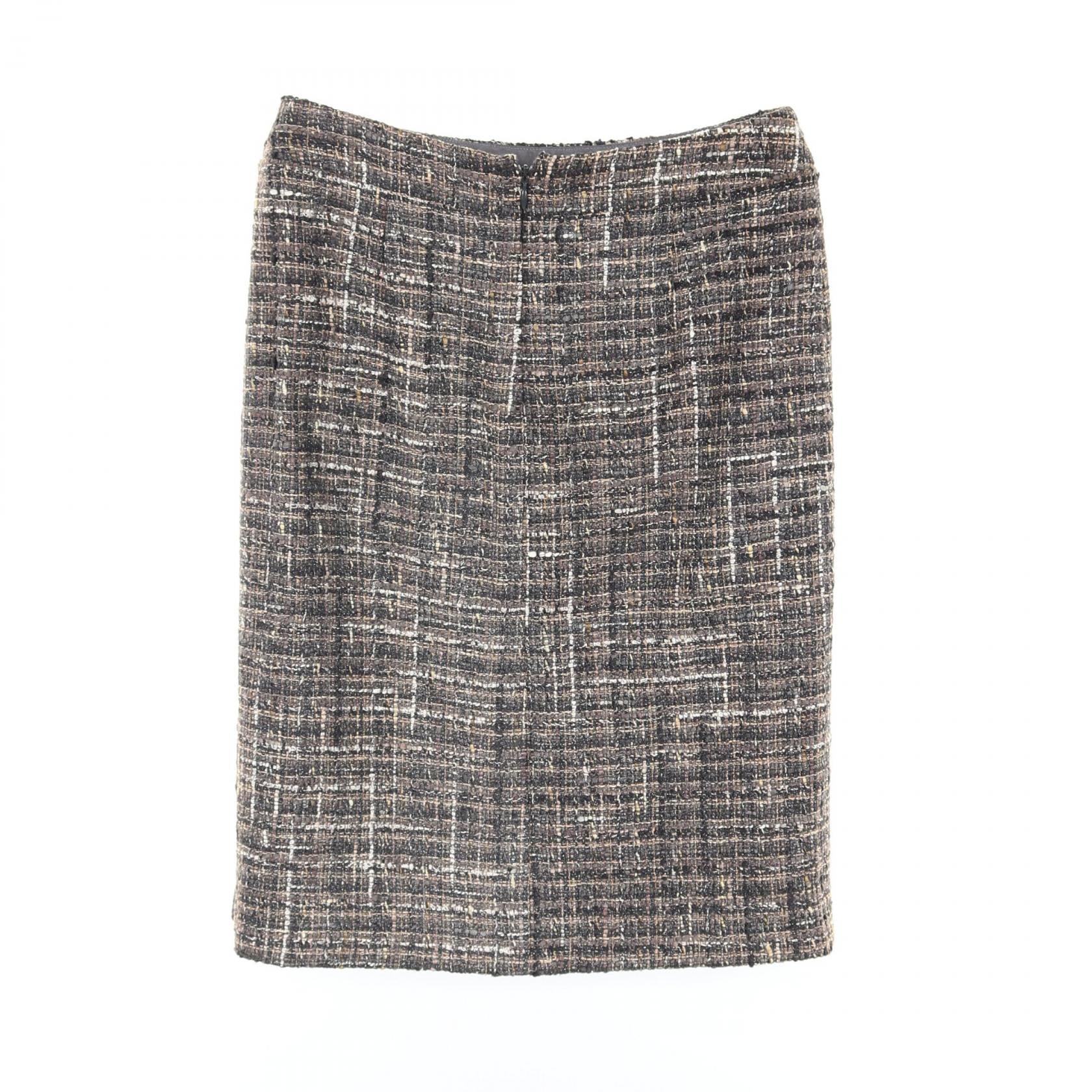 Chanel Silk Wool Fabric Skirt Gray