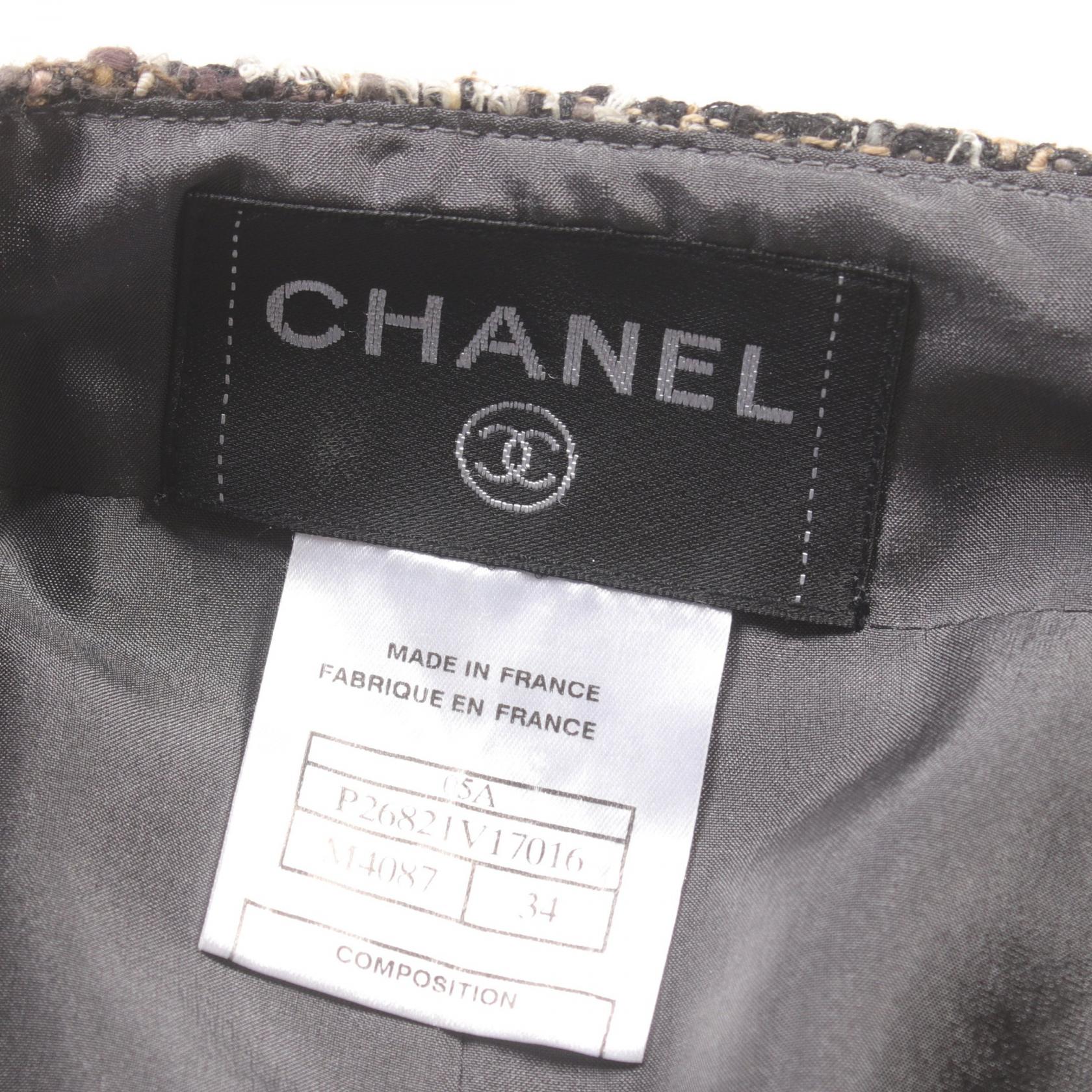 Chanel Silk Wool Fabric Skirt Gray