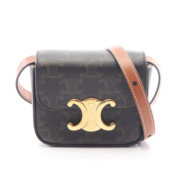 CELINE Mini Claude Triomphe Coated Canvas Shoulder Bag