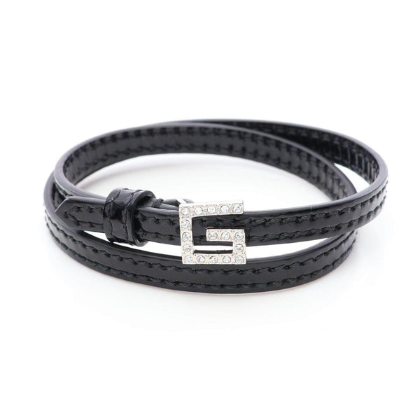 Gucci G Logo Enamel Leather Rhinestone Bracelet