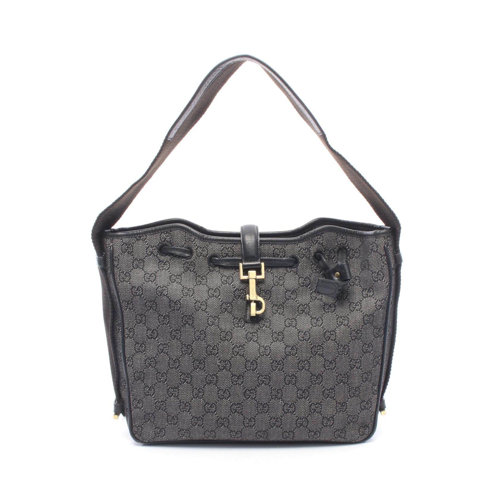 Gucci GG Denim Leather Shoulder Bag