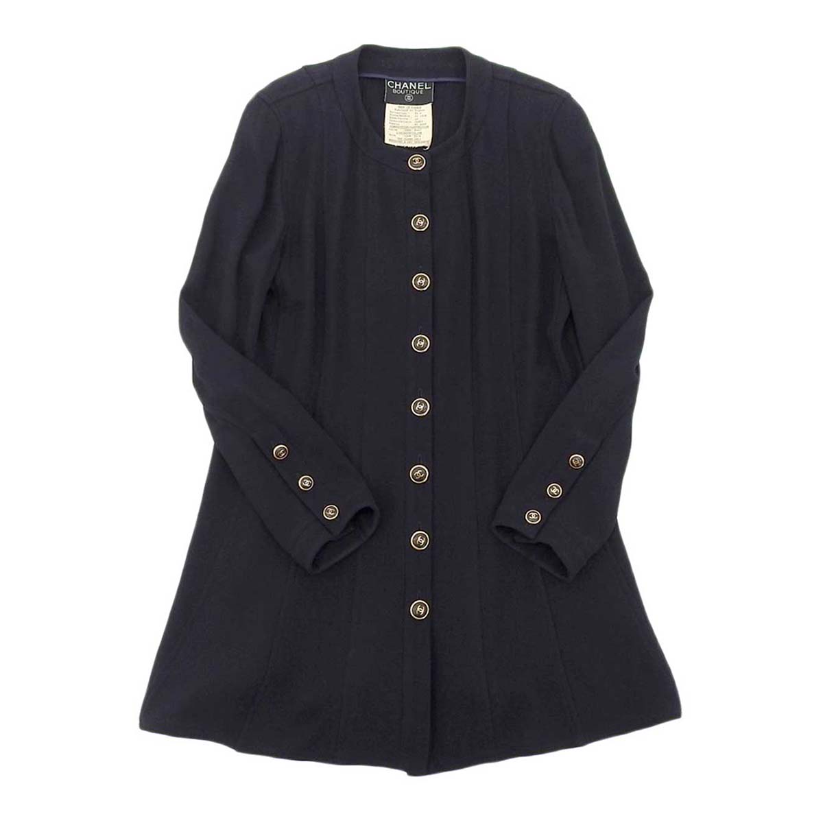 Chanel Wool Long Cardigan Jacket Navy